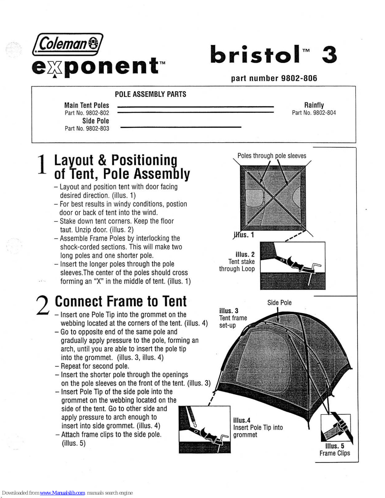 Coleman Exponent bristol 3, 9802-806 Installation Manual