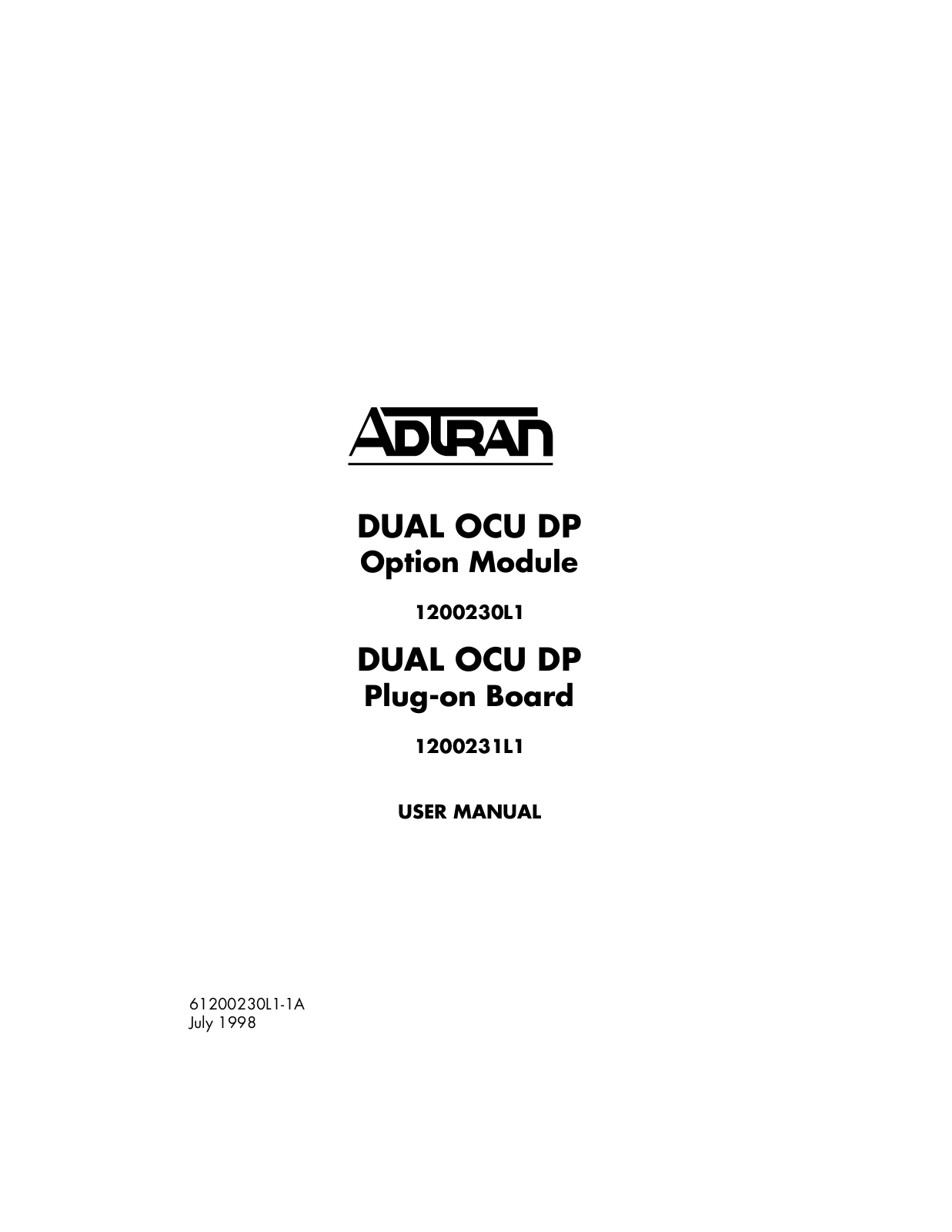 Adtran Dual OCU DP Module User Manual