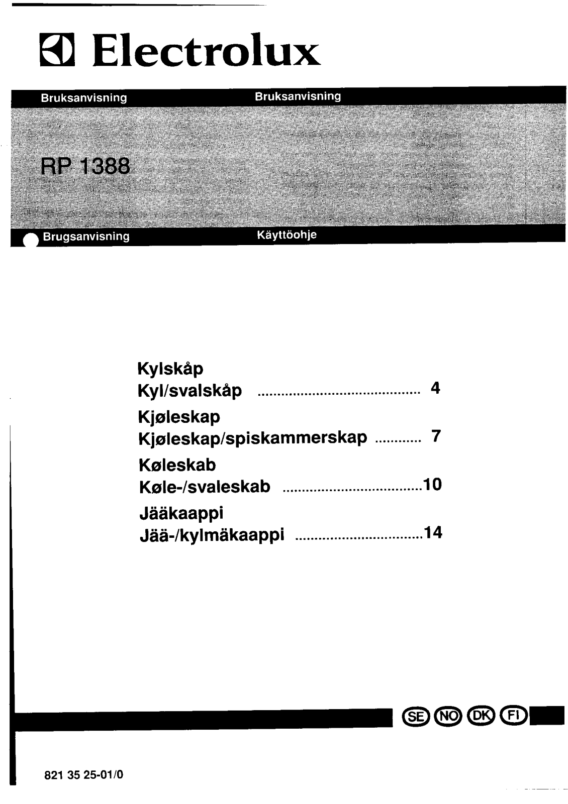 AEG-Electrolux RP1388G User Manual