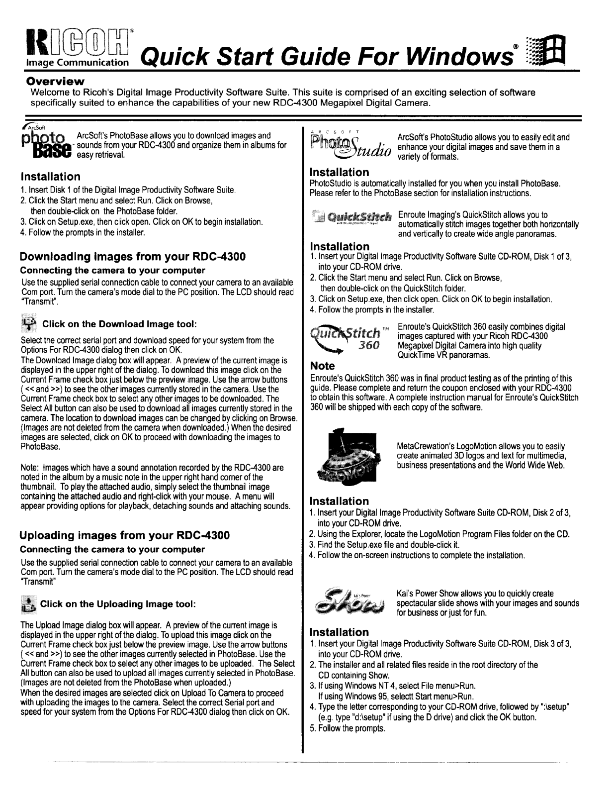 Ricoh RDC-4300 Quick Start Manual