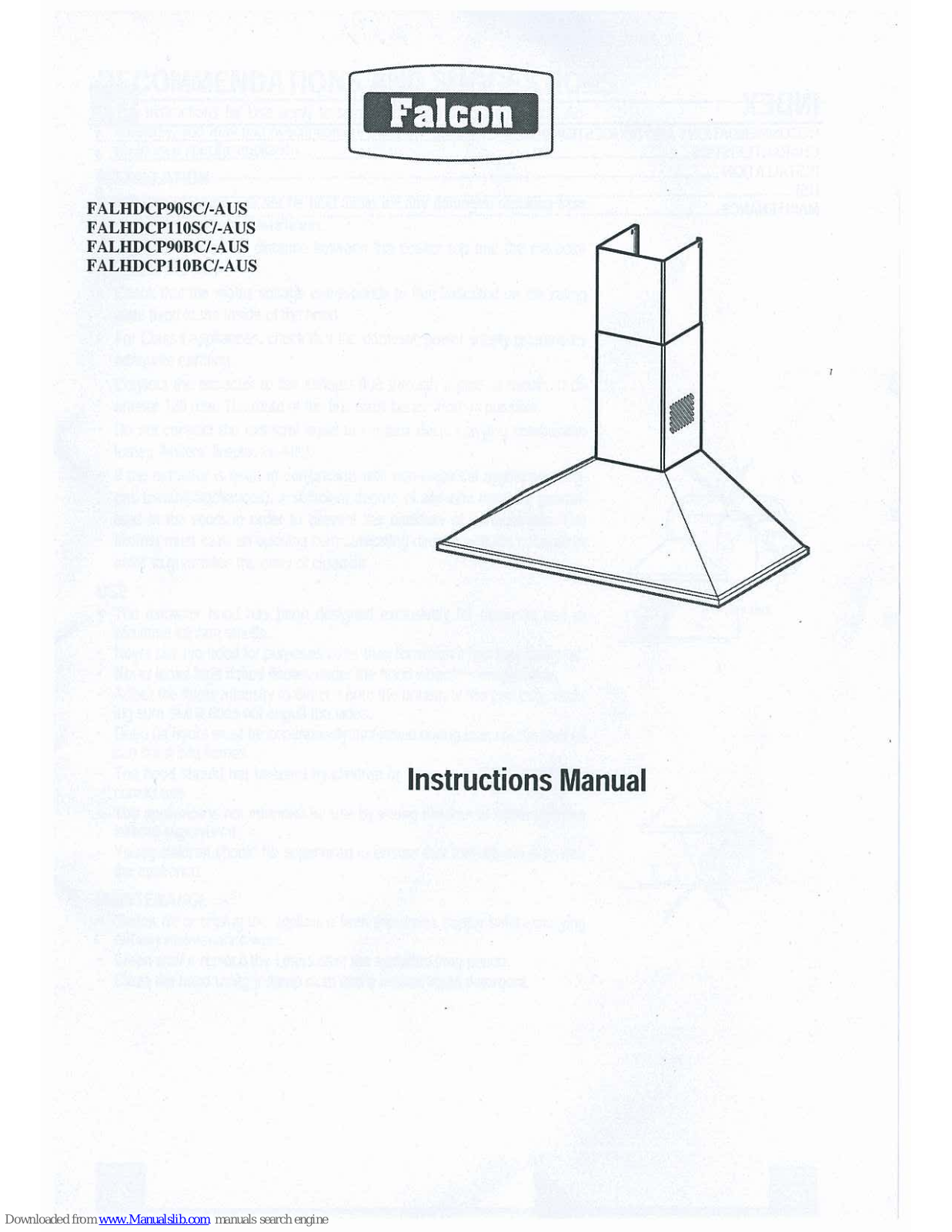 Falcon FALHDCP110SC, FALHDCP90BC-AUS, FALHDCP1100BC, FALHDCP110BC-AUS, FALHDCP110SC-AUS Instruction Manual