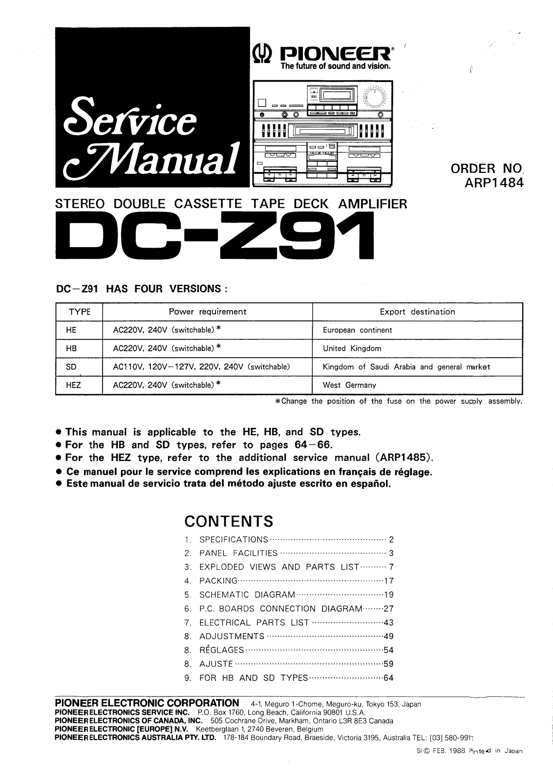 Pioneer DCZ-91 Service manual