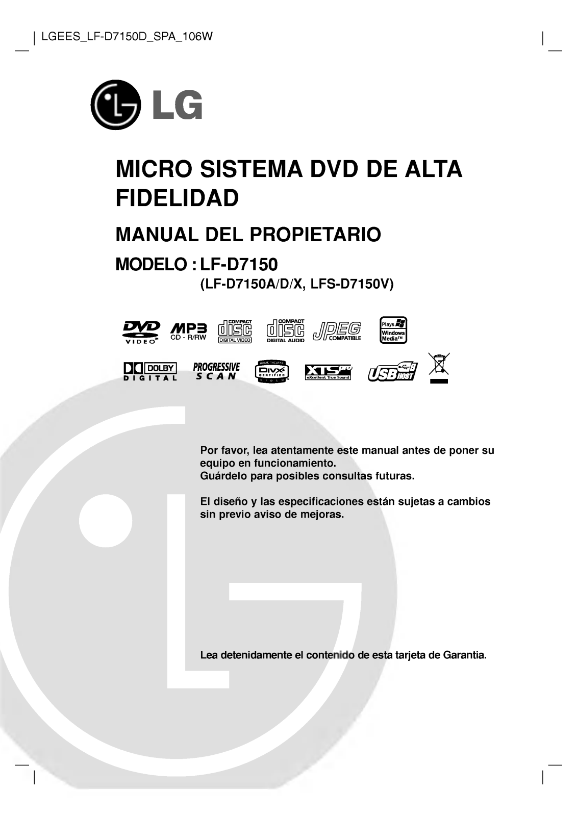 LG LF-D7150D User Manual