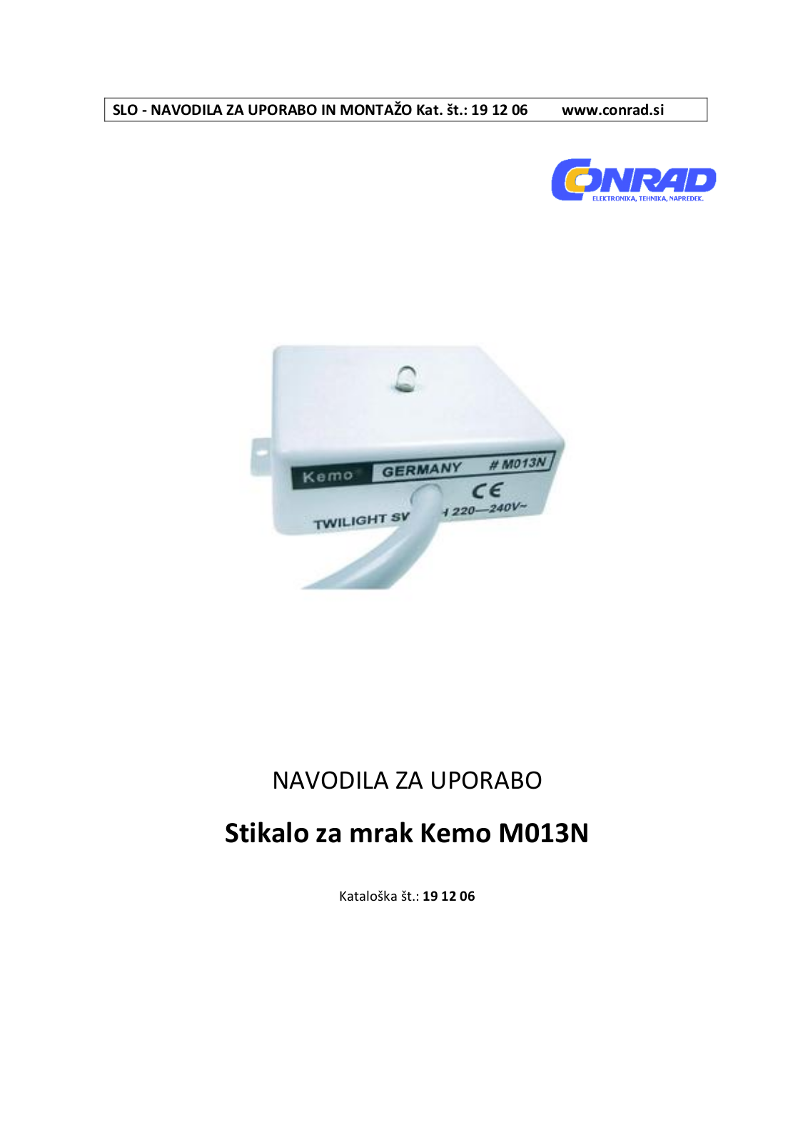 Kemo M013N User guide