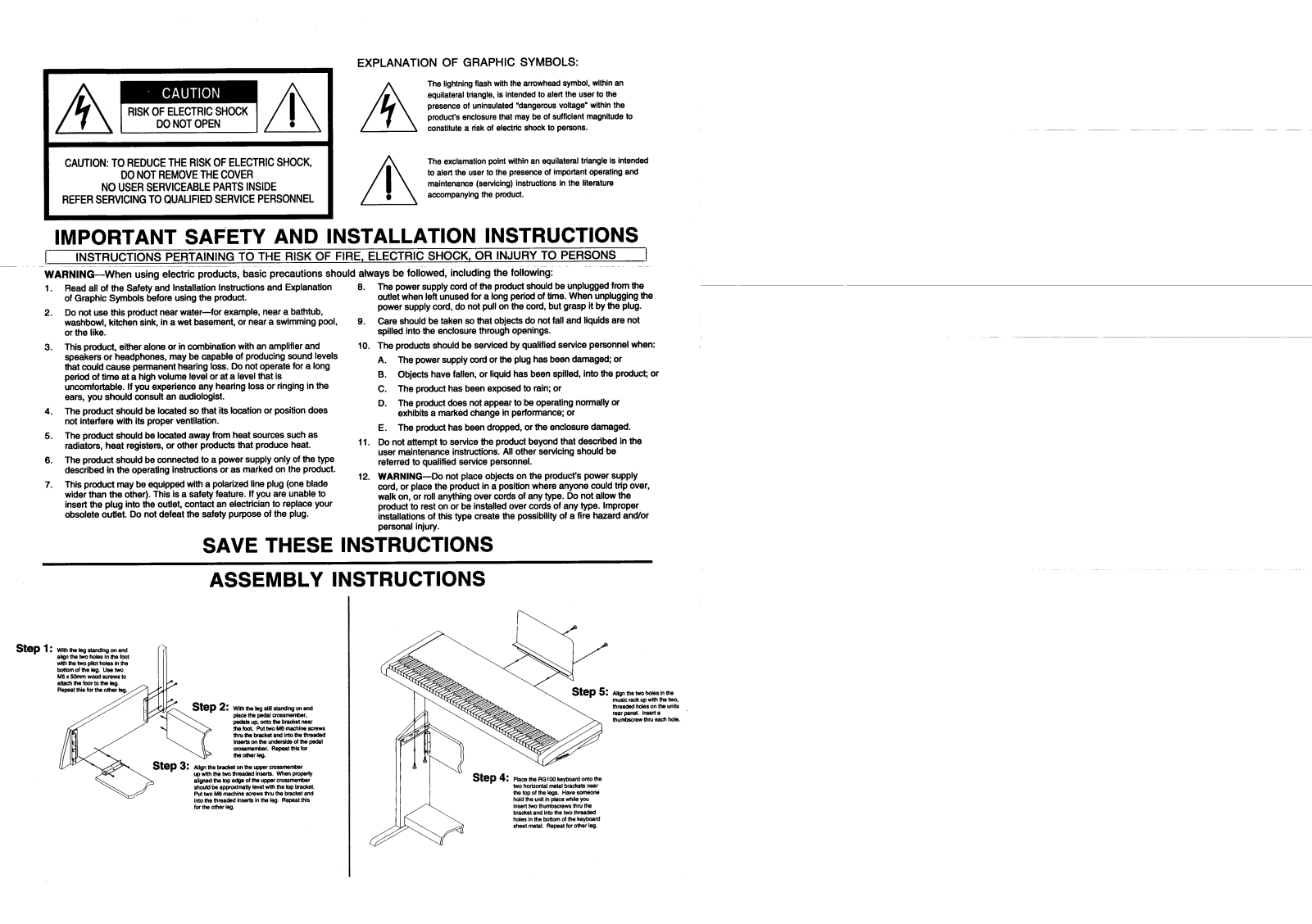 Kurzweil Music Systems RG100se User Manual