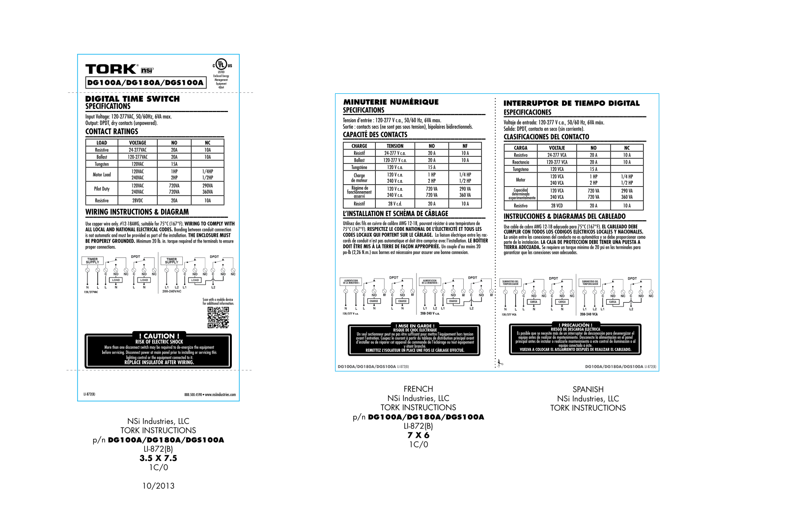 Tork DGS100A, DG180A, DG100A User Manual