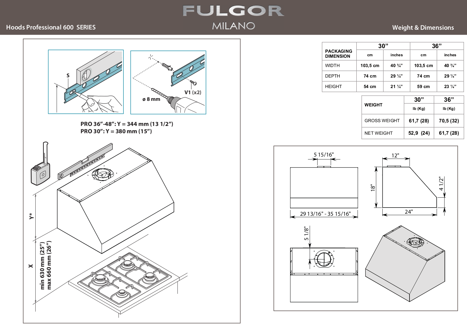 Fulgor F6PH36S1 Specsheet