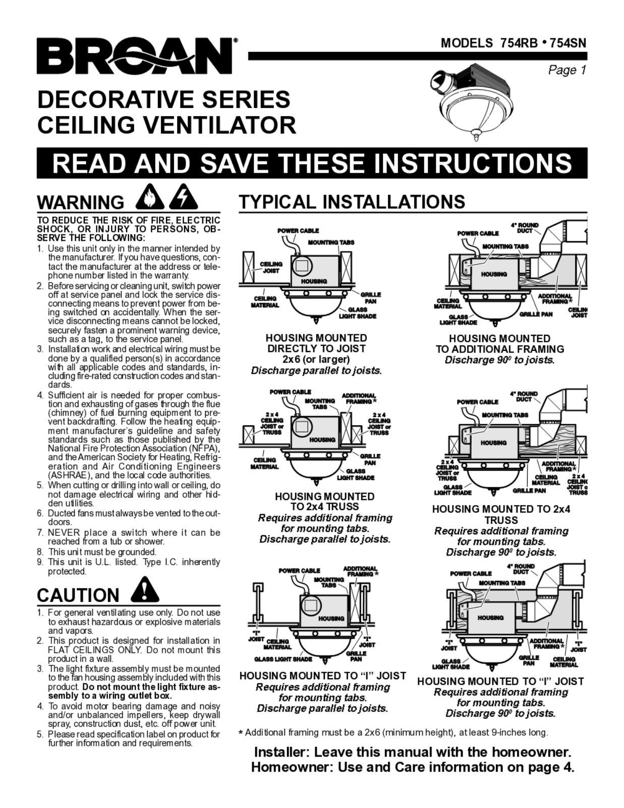 Broan 754sn Installation Guide