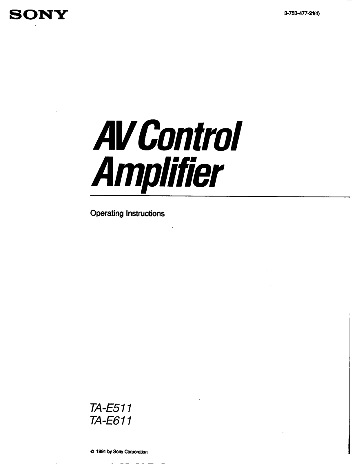 Sony TA-E511 User Manual