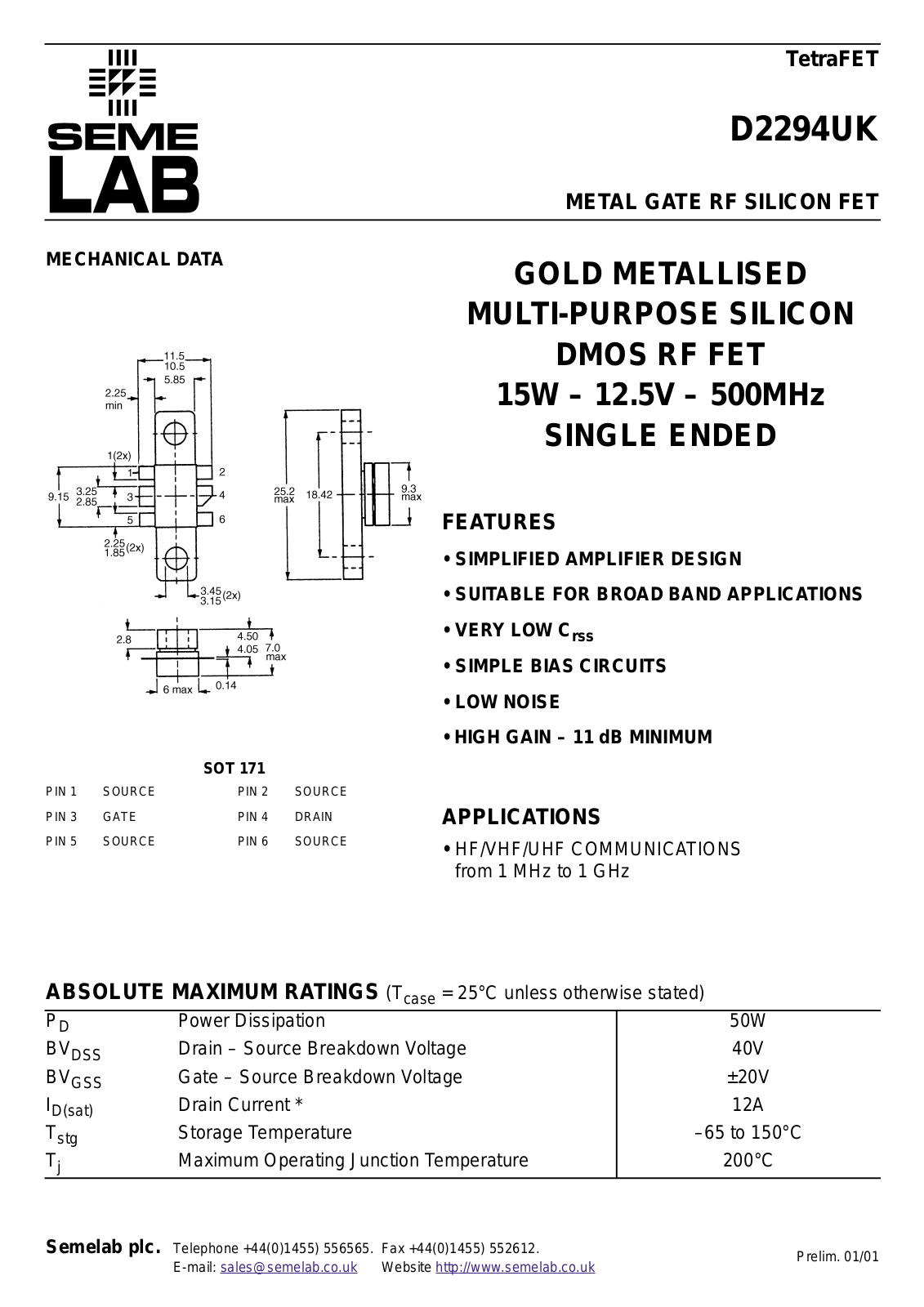 Seme D2294UK Datasheet