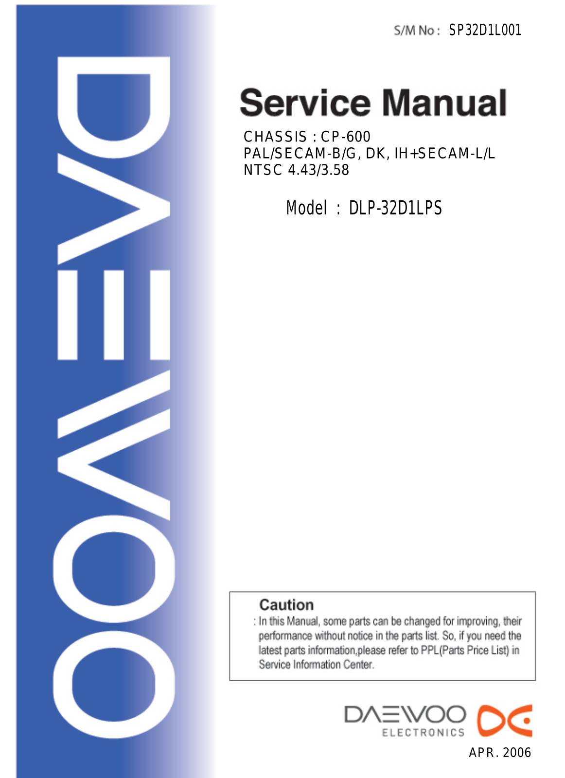 Daewoo CP-600 Service Manual