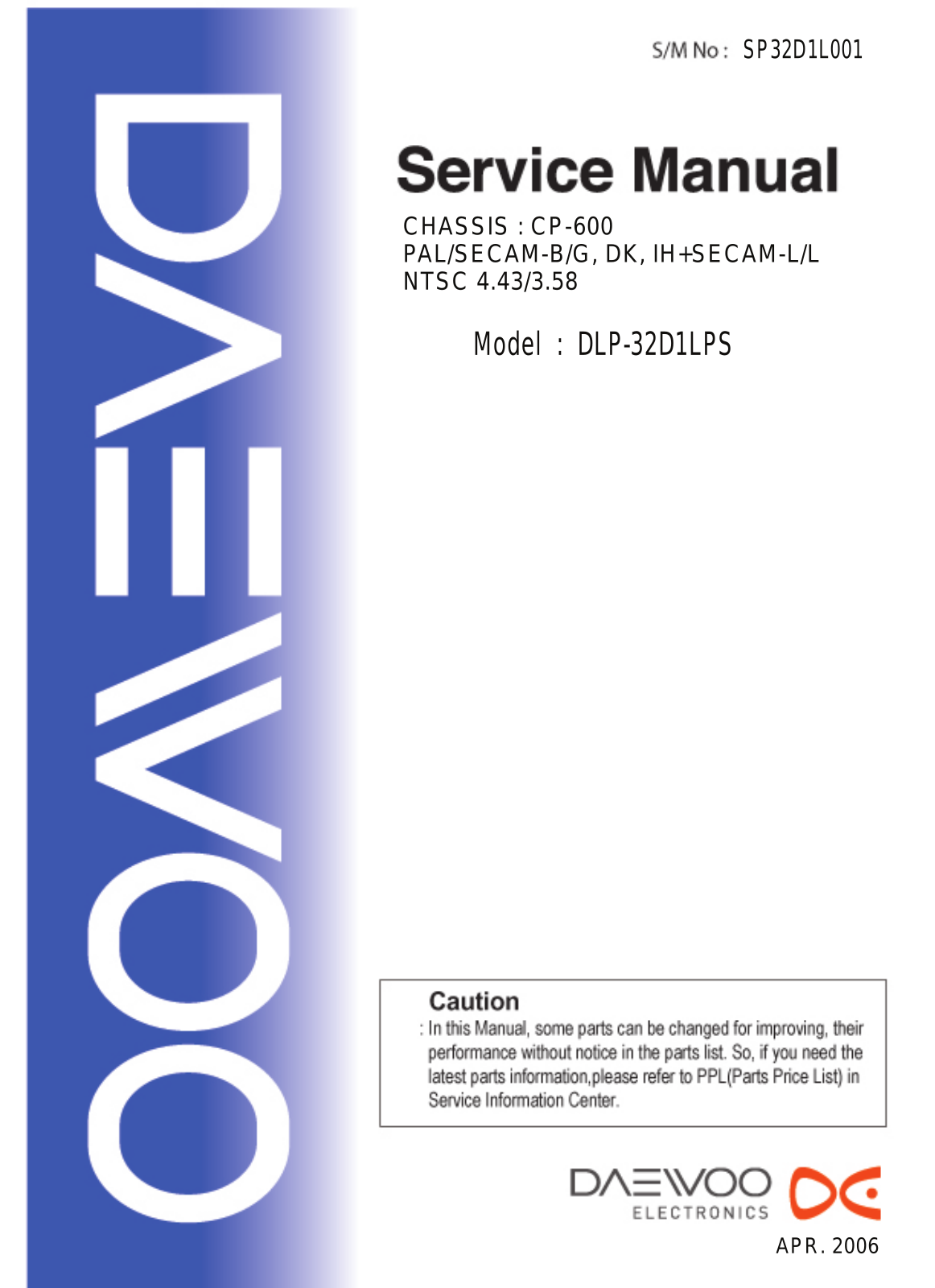 Daewoo CP-600 Service Manual