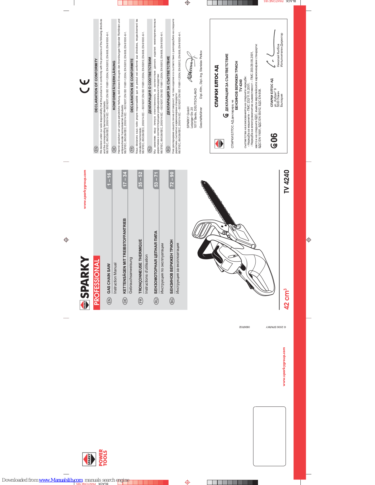 Sparky Group TV 4240 Instruction Manual