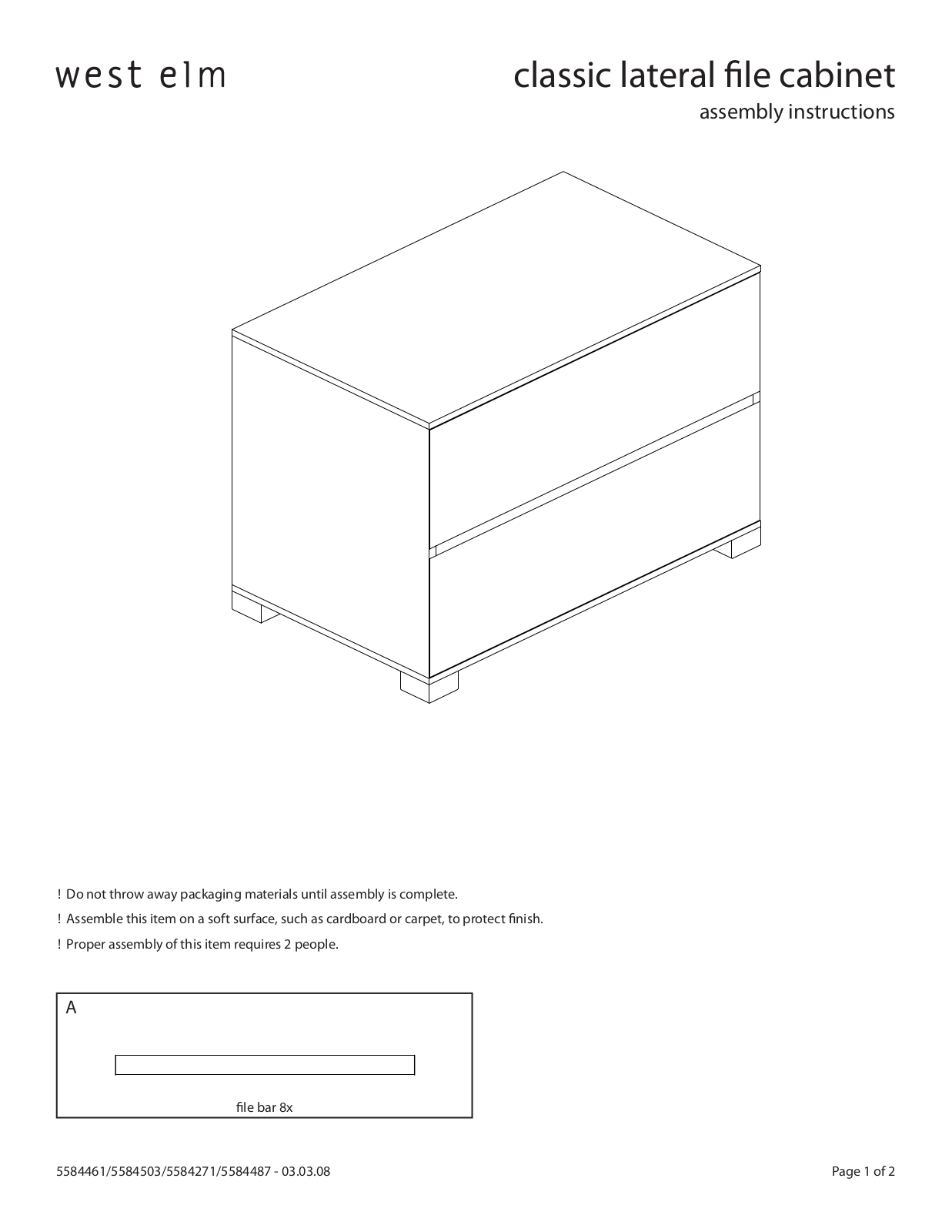 West Elm Classic Lateral File Cabinet Assembly Instruction