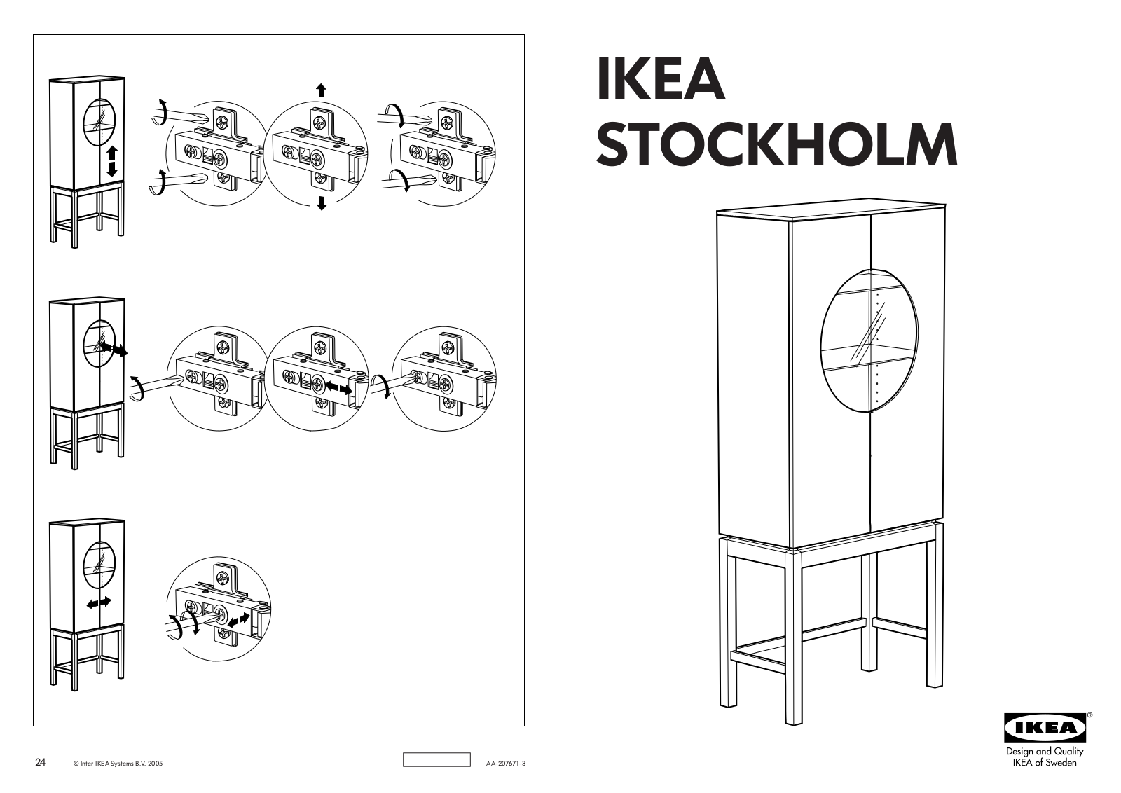 IKEA STOCKHOLM GLASS-DOOR CAB 30X69 Assembly Instruction