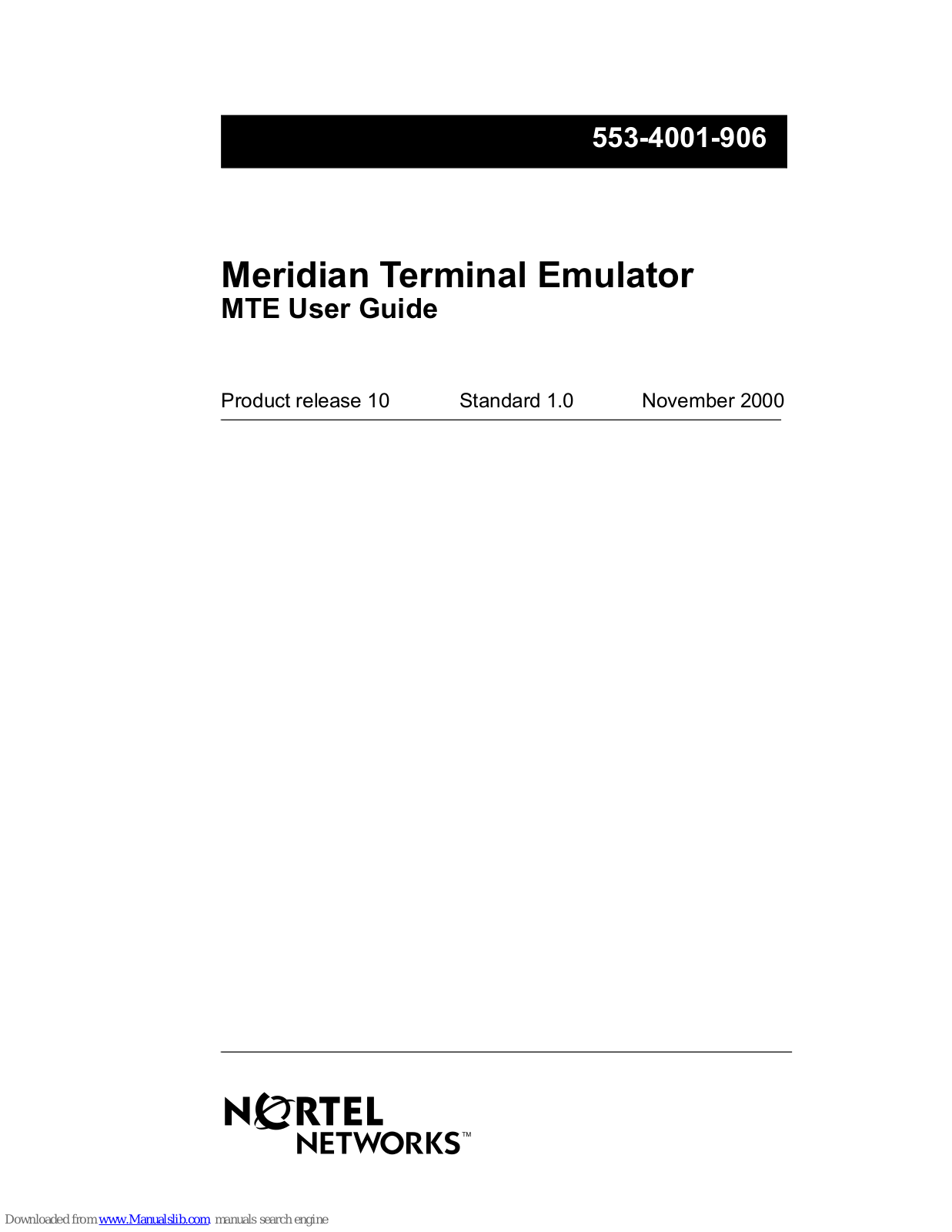 Nortel TE, MTE 10 User Manual