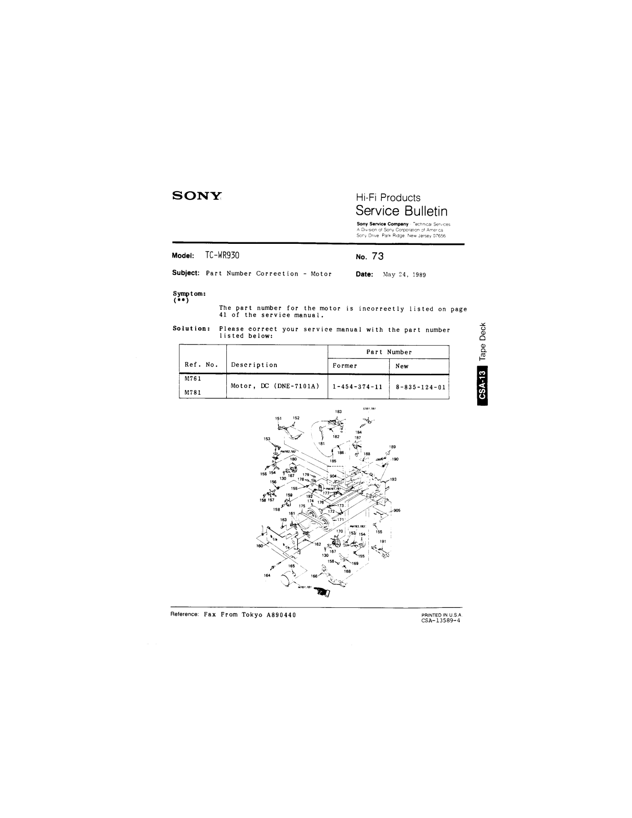 Sony TC-WR930 Service Manual