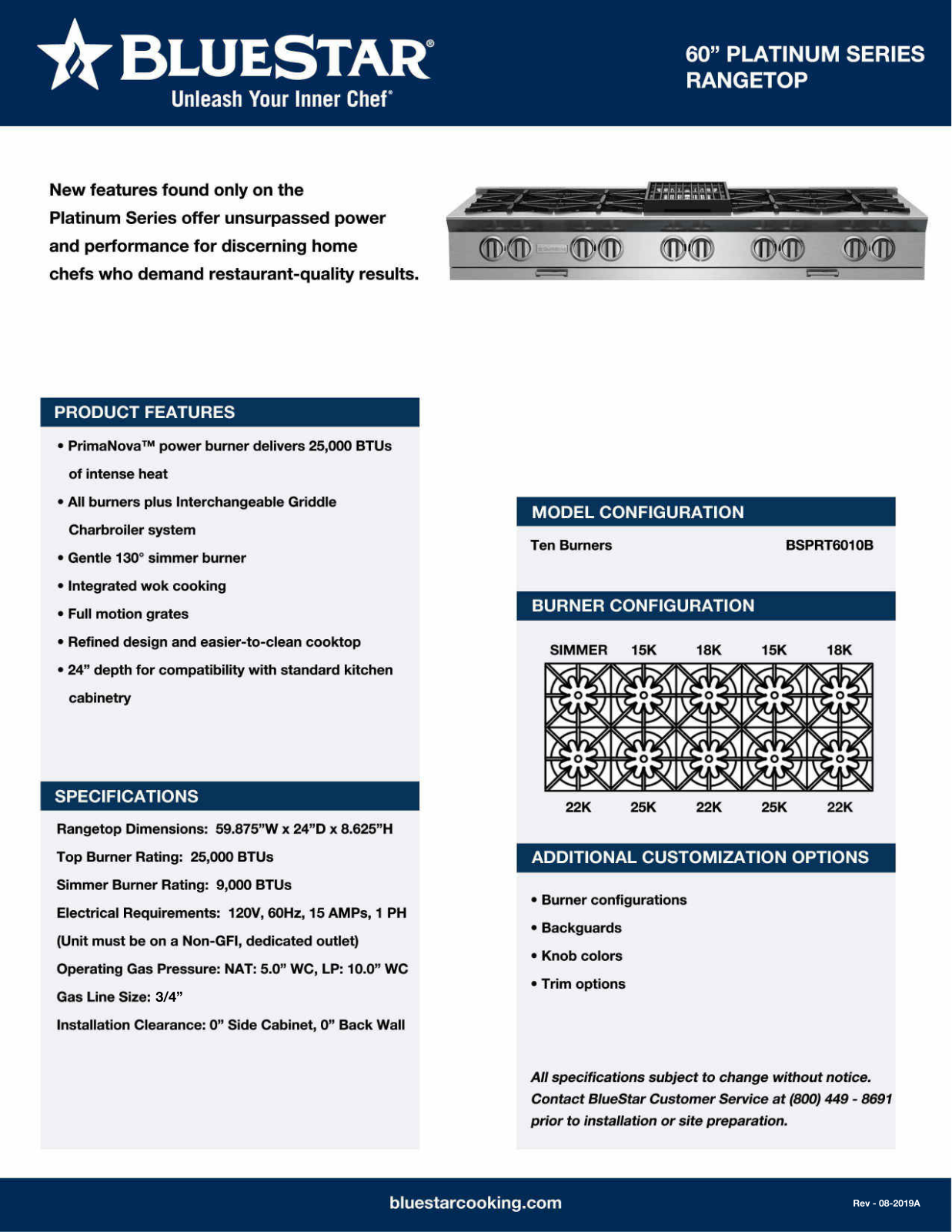 Bluestar BSPRT6010B Specsheet