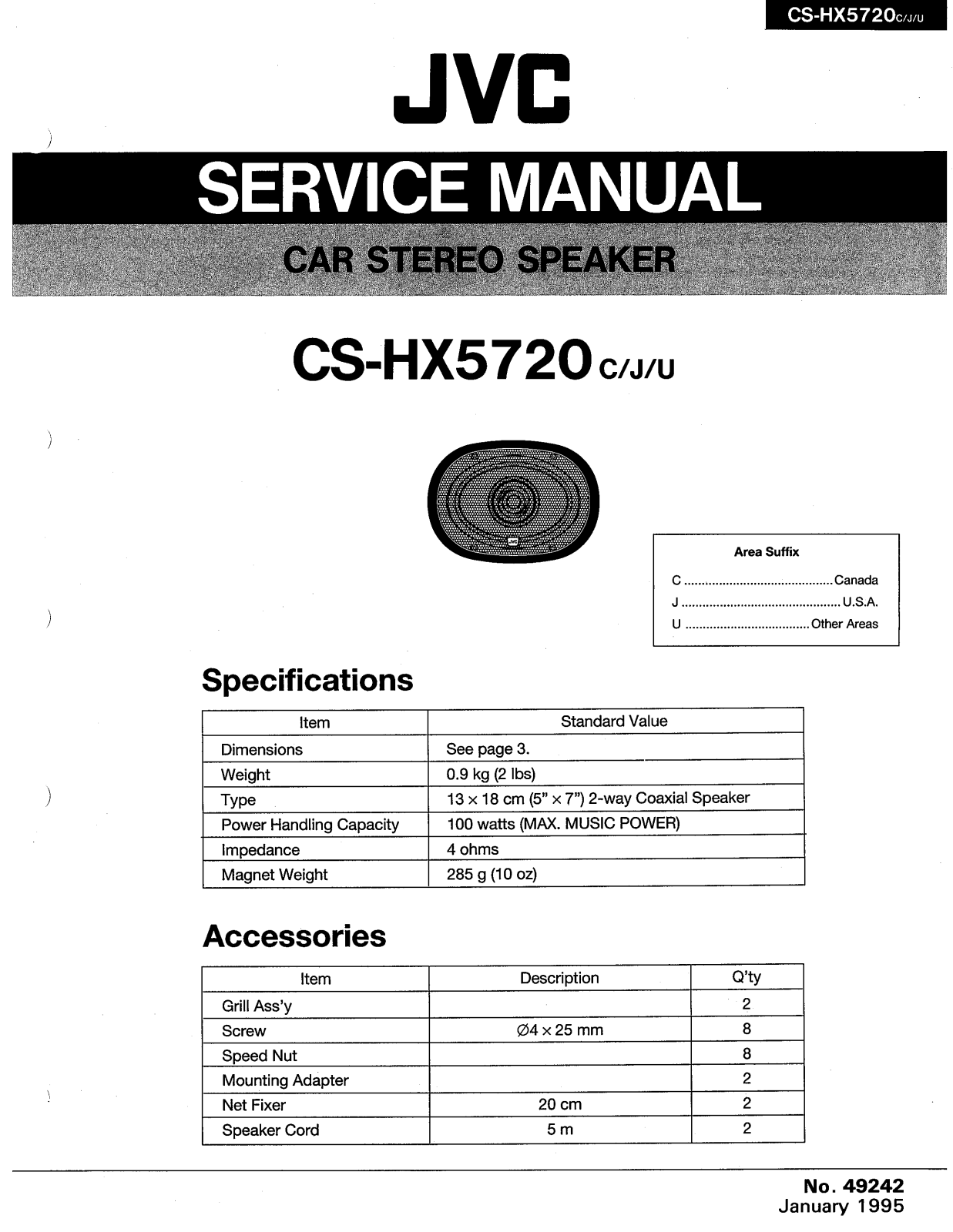JVC CS-HX5720C, CS-HX5720J, CS-HX5720U Service Manual