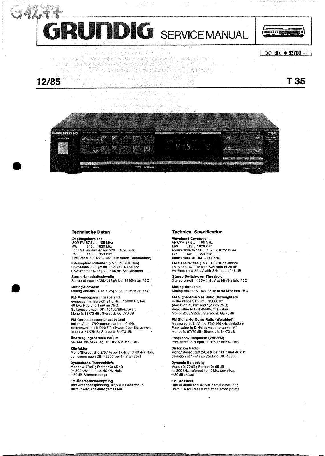 Grundig T-35 Service manual