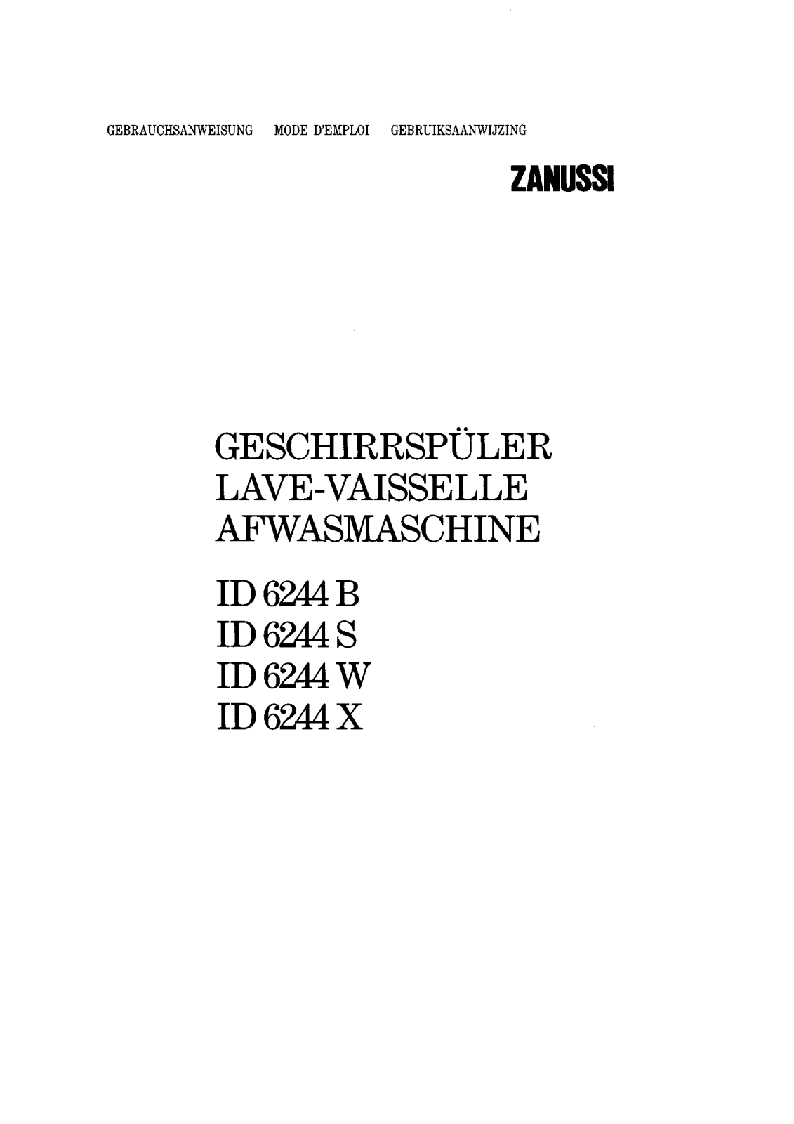 Zanussi ID6244X, ID6244S, ID6244W, ID6244B User Manual