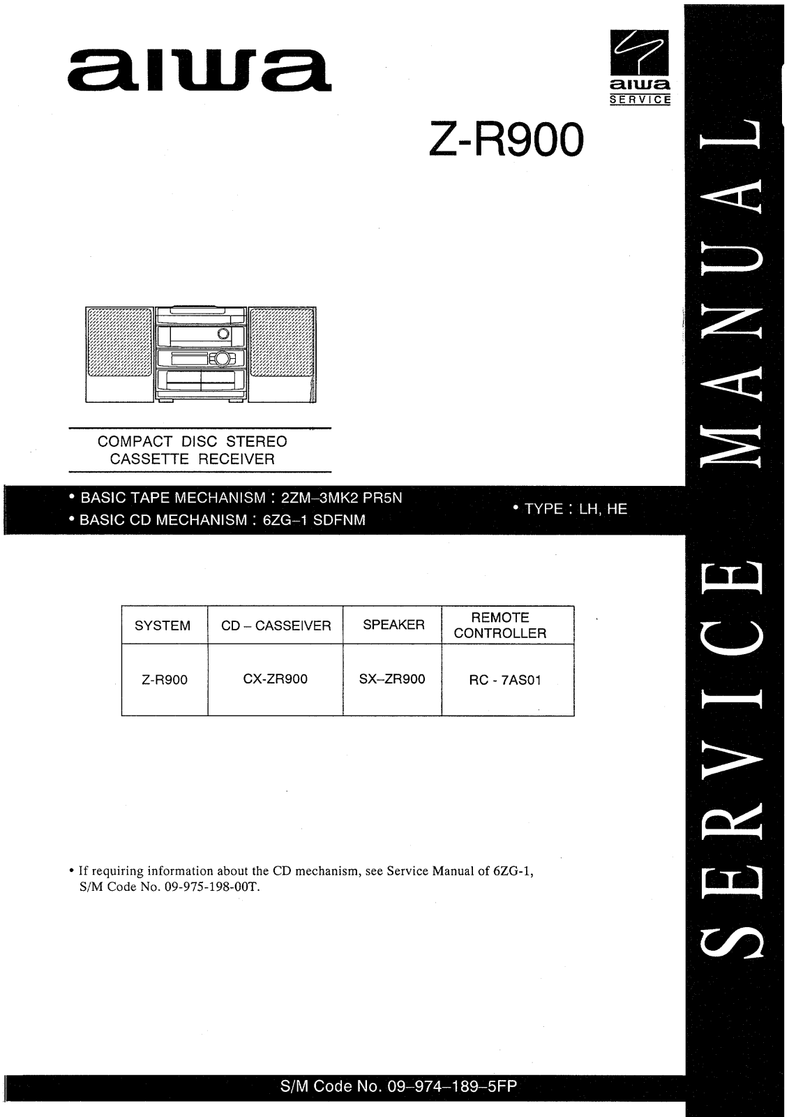 Aiwa ZR-900 Service manual