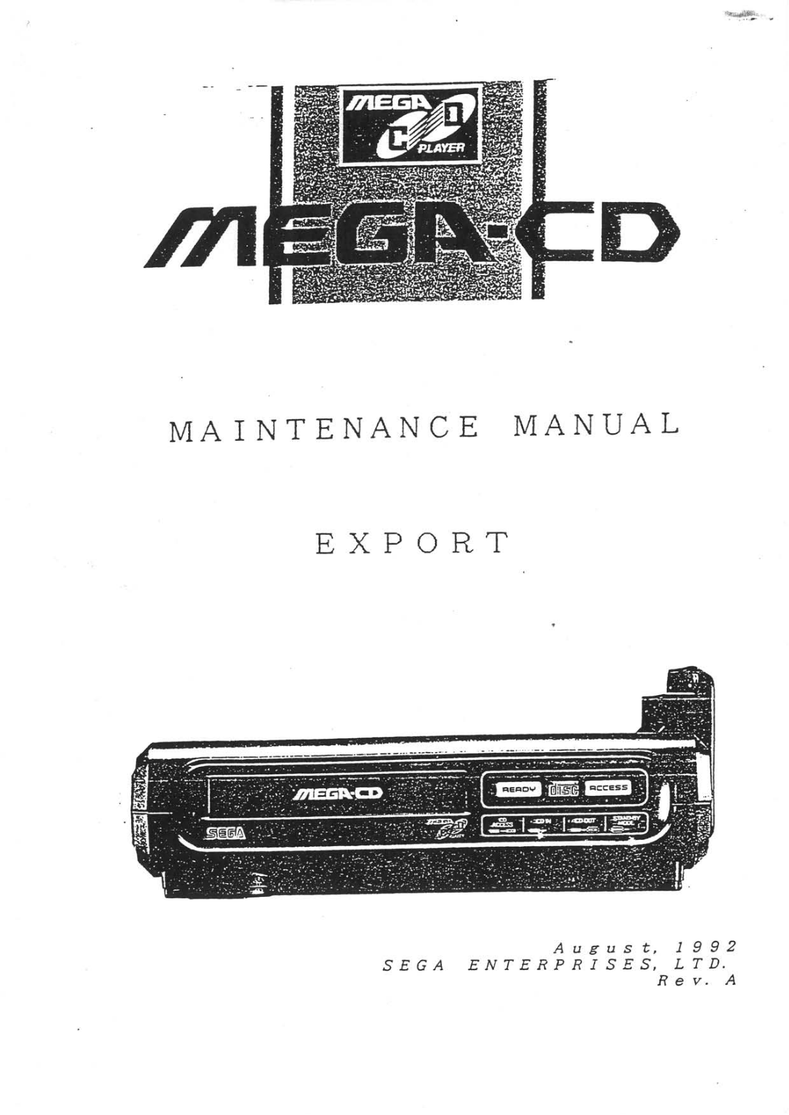 Sega Mega CD Maintenance Manual