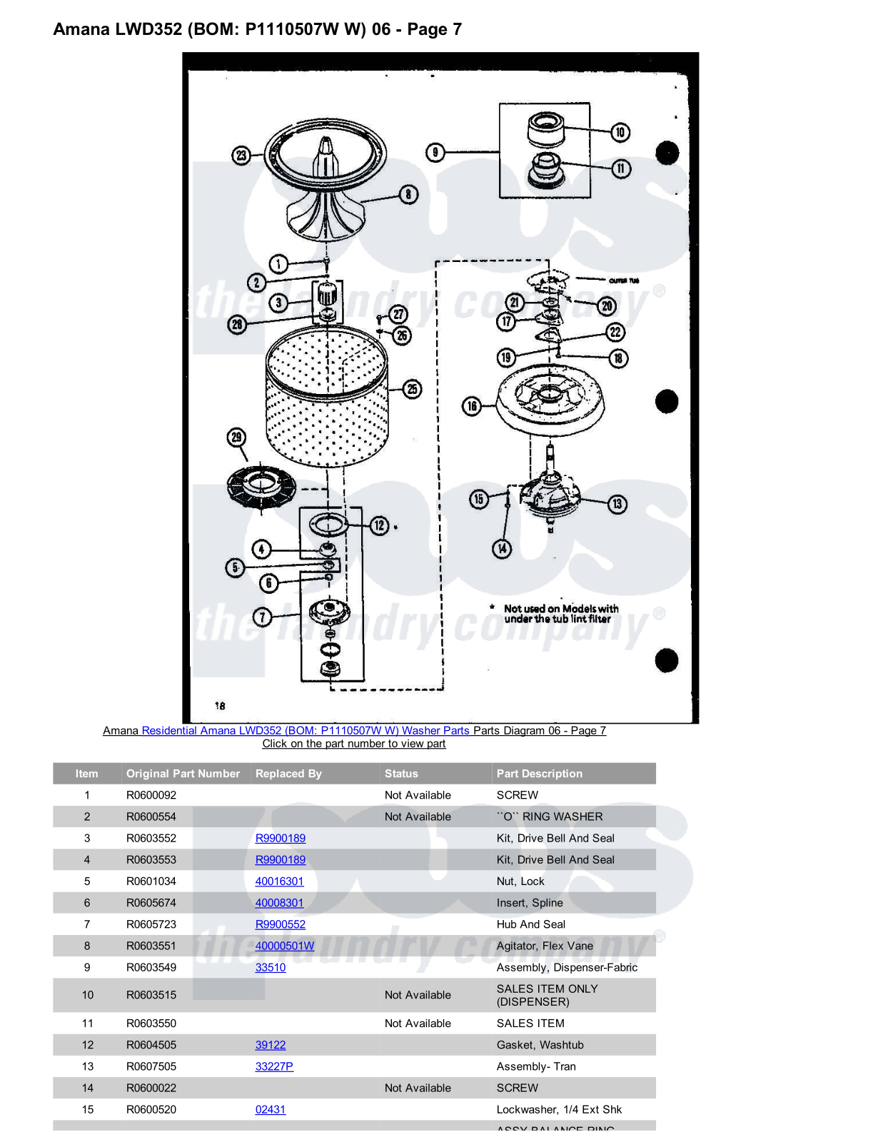 Amana LWD352 Parts Diagram