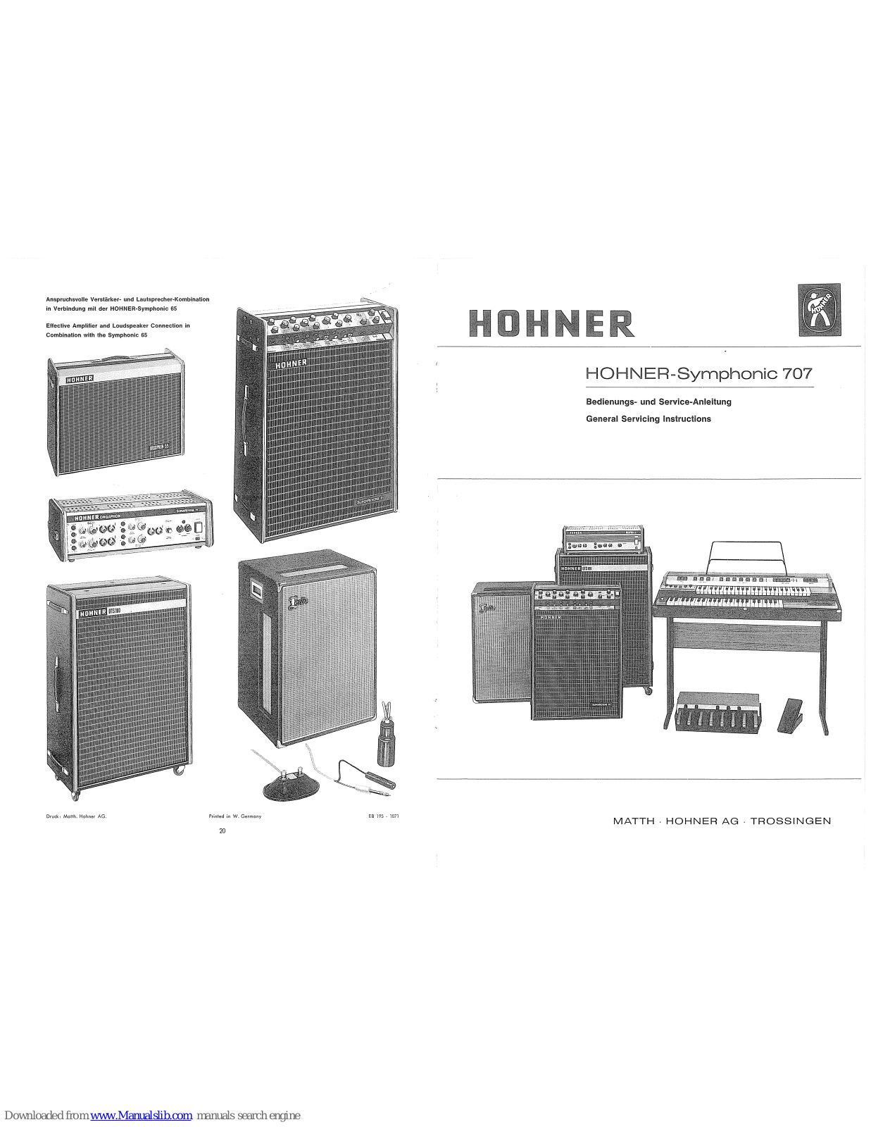 Hohner Symphonic 707 Servicing Instructions