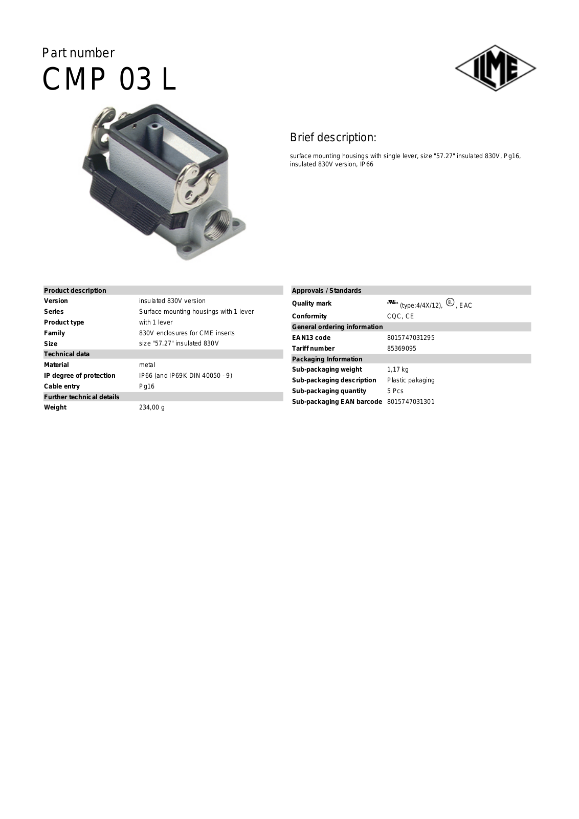 ILME CMP-03L Data Sheet