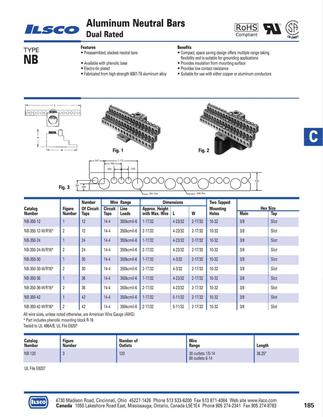 Ilsco Aluminium Neutral Bars Catalog Page