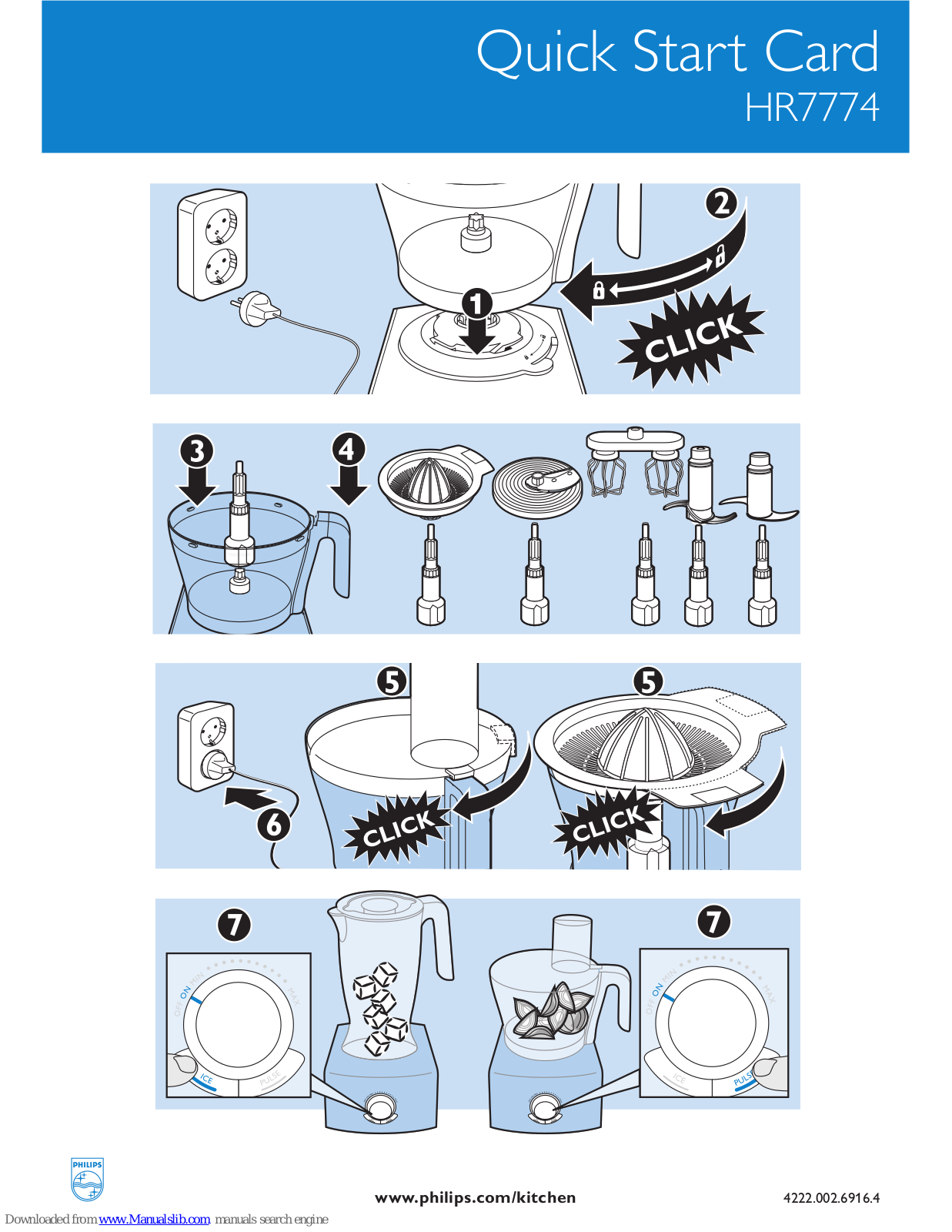 Philips HR7775/00, HR7774/30, HR7774/90, HR7774/91, HR7774 Quick Start Card