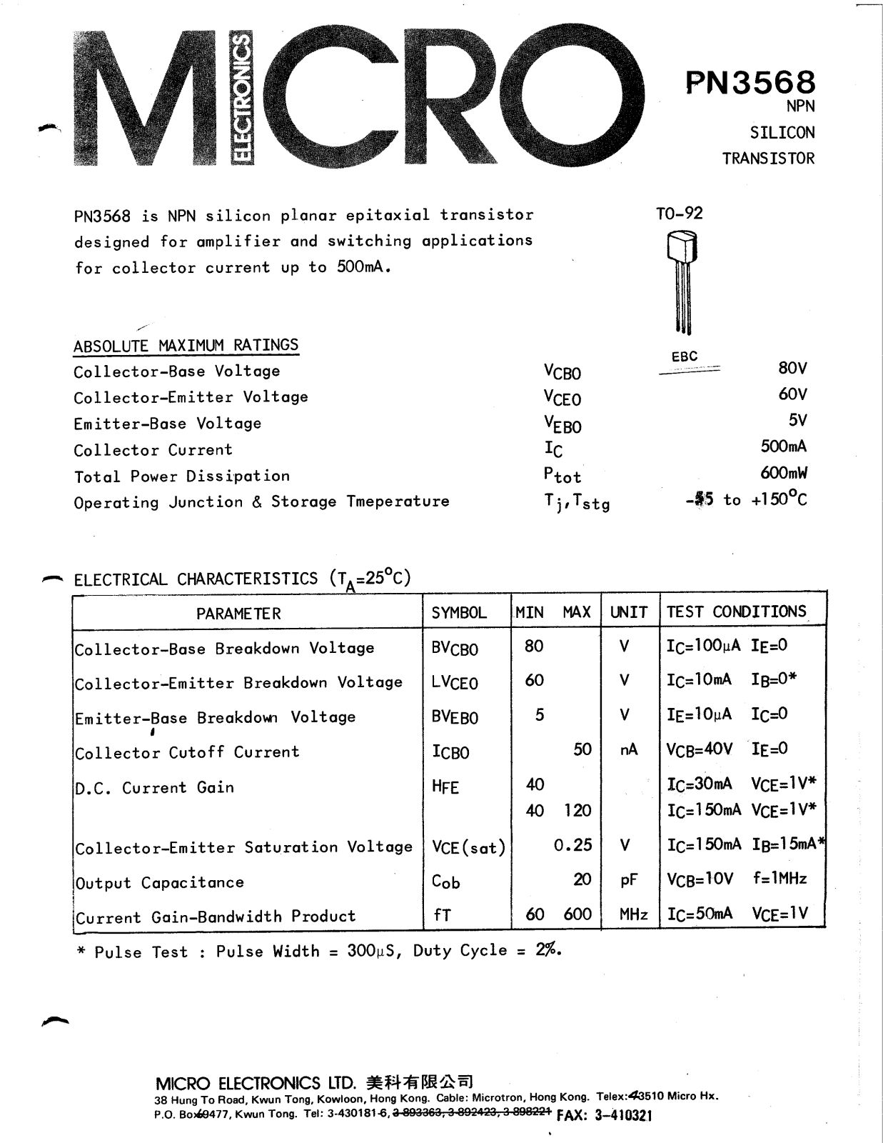 MICRO PN3568 Datasheet