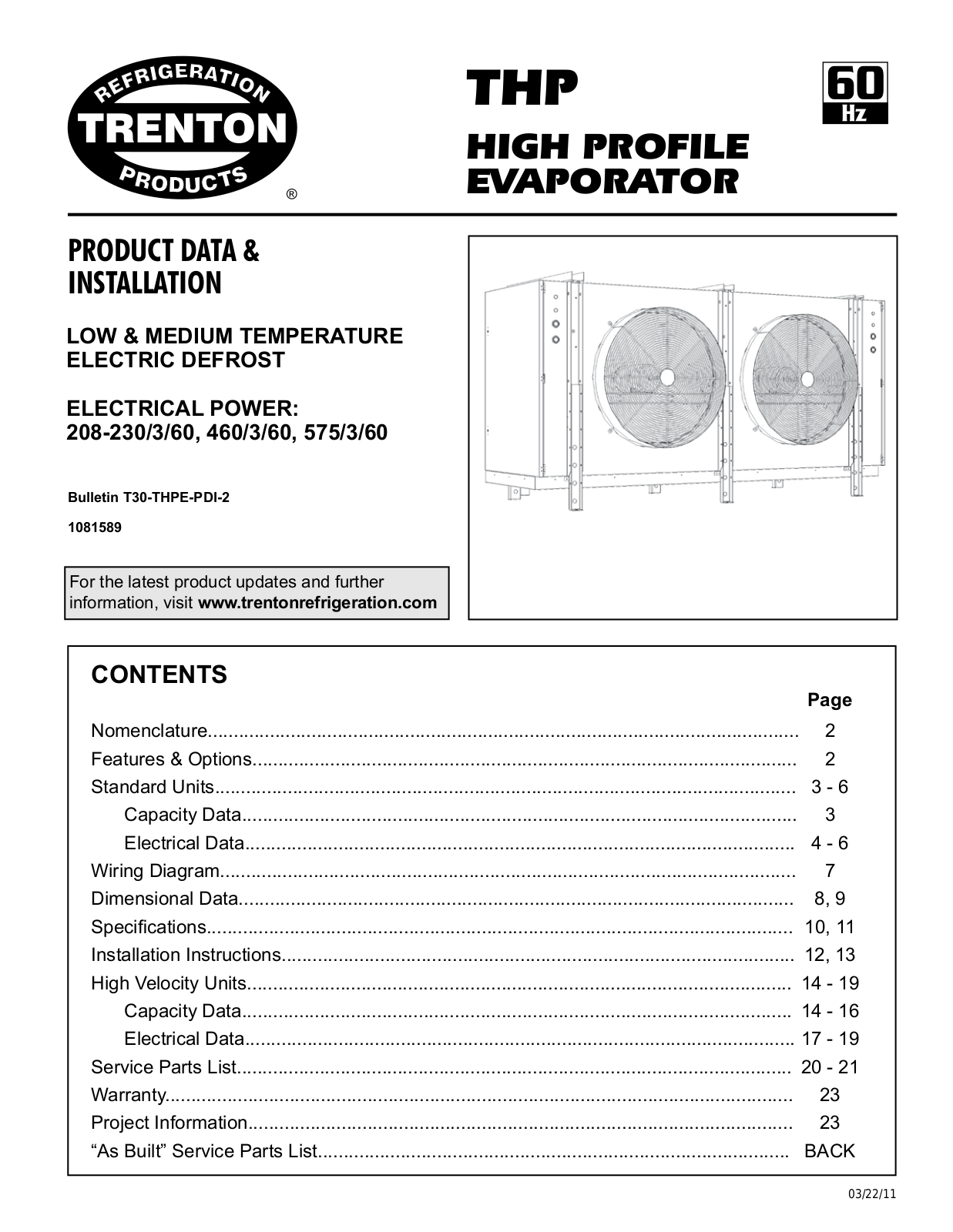 Trenton THP089LE-T3A Installation  Manual