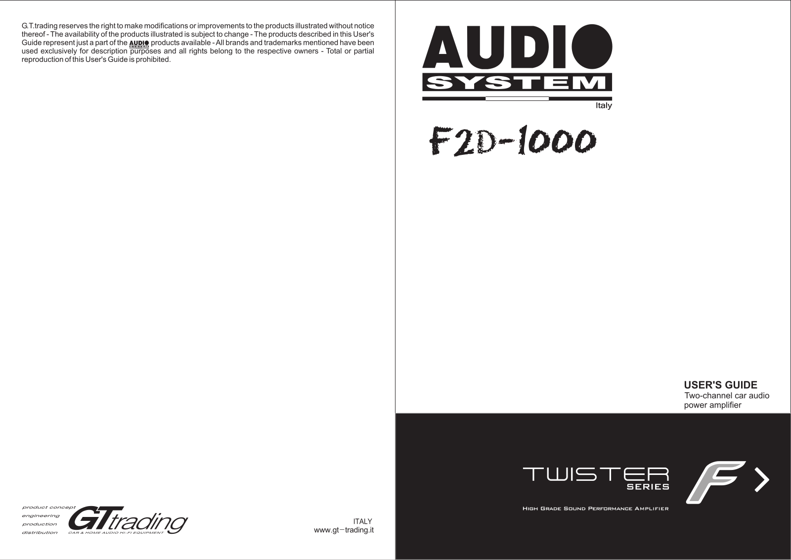 Audio System F2D-1000 User guide - ManualMachine.com