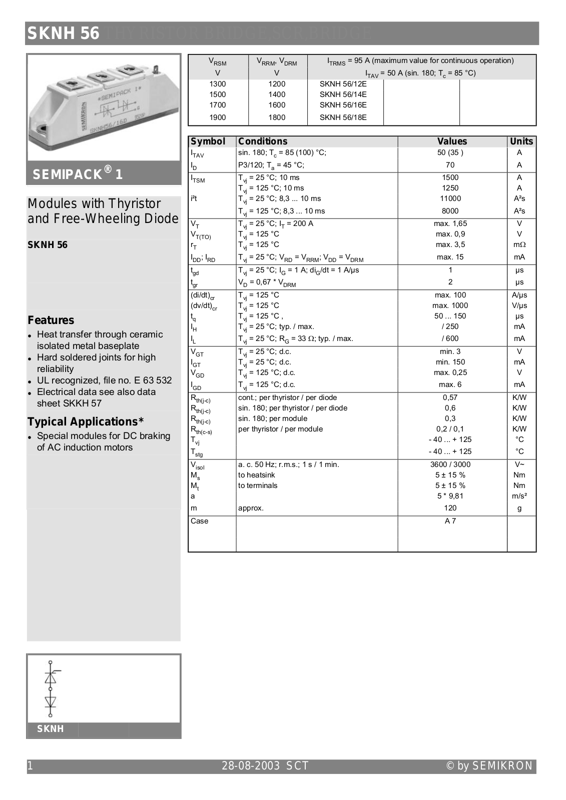 Semikron SKNH56 Data Sheet