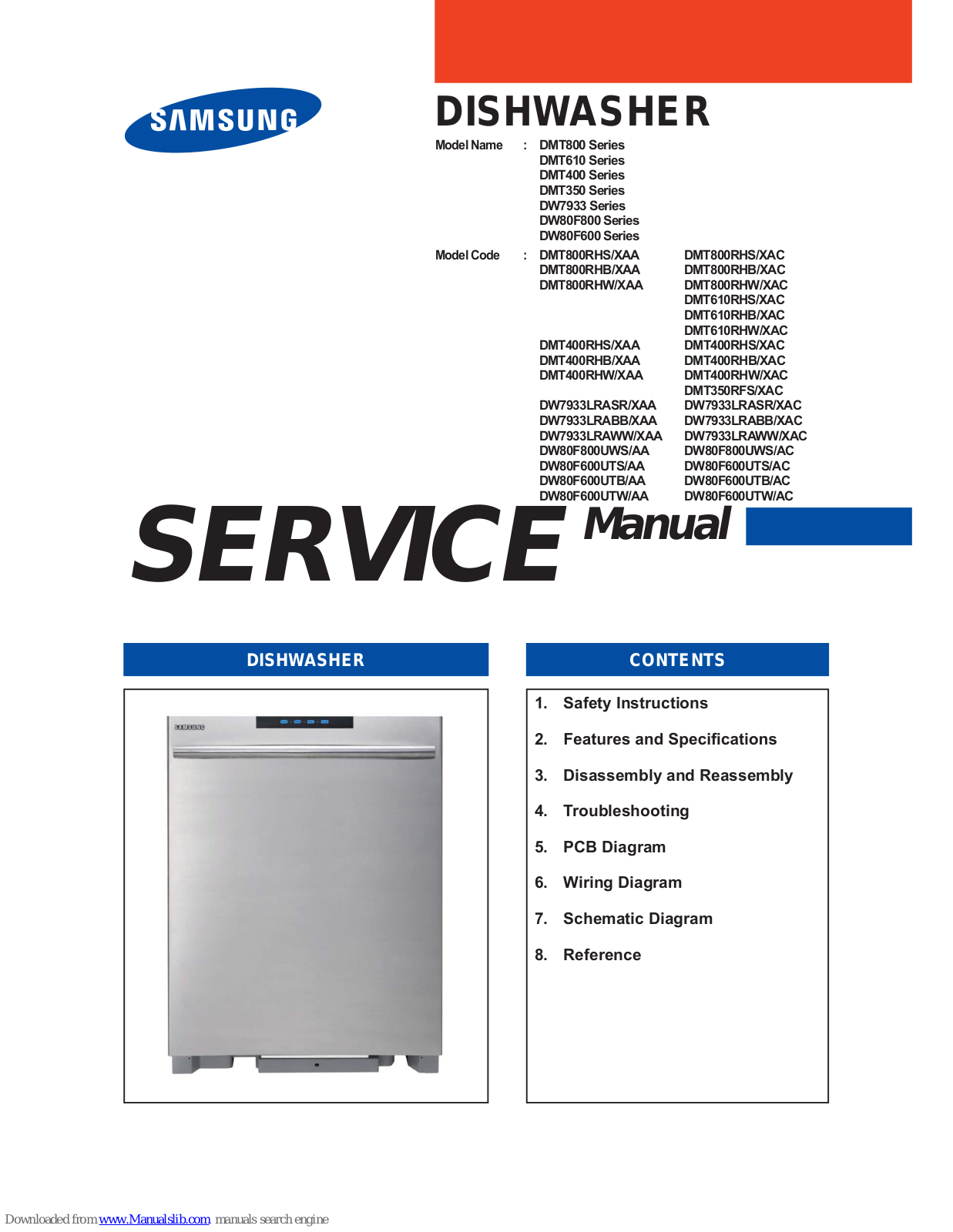 Samsung DMT610RHS/XAC, DMT800RHB/XAC, DMT610RHB/XAC, DMT610RHW/XAC, DMT400RHS/XAA Service Manual