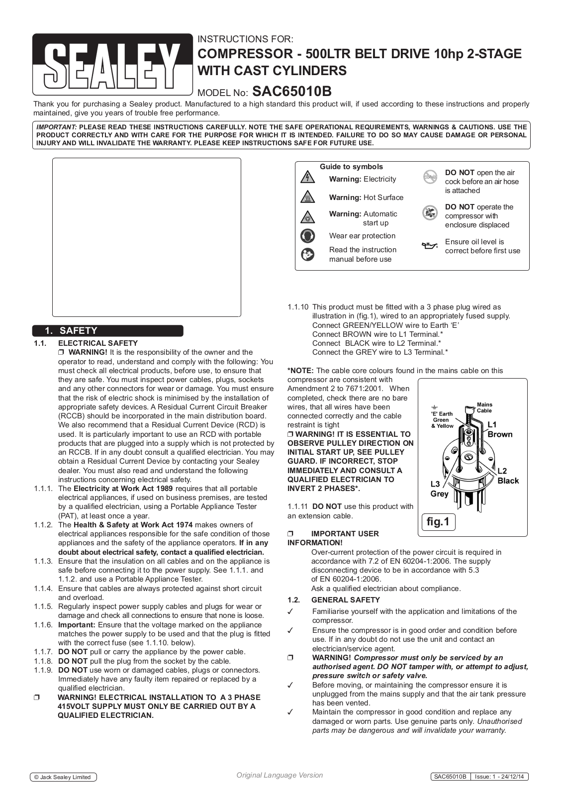 Sealey SAC65010B User Information