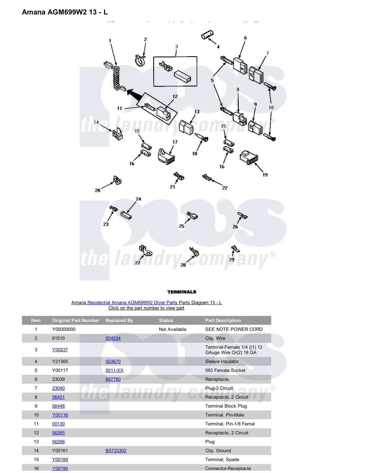 Amana AGM699W2 Parts Diagram