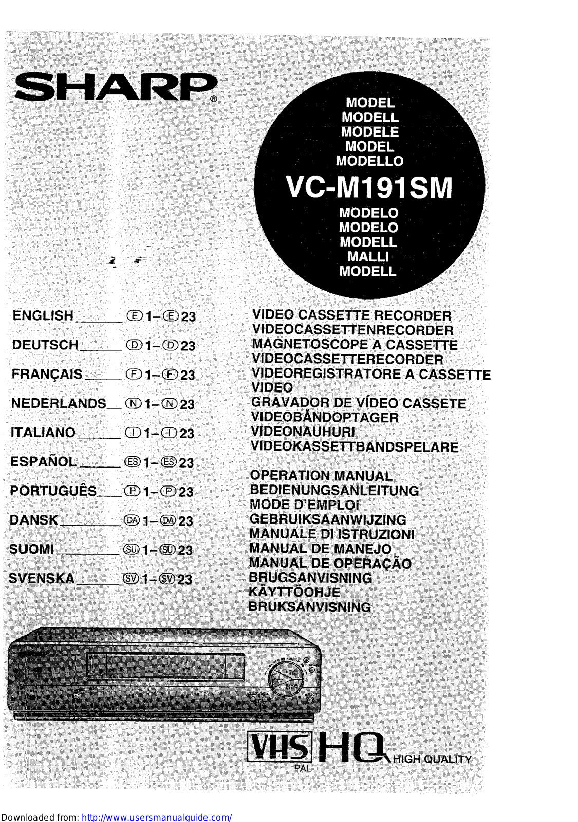 SHARP VC-M191SM User Manual