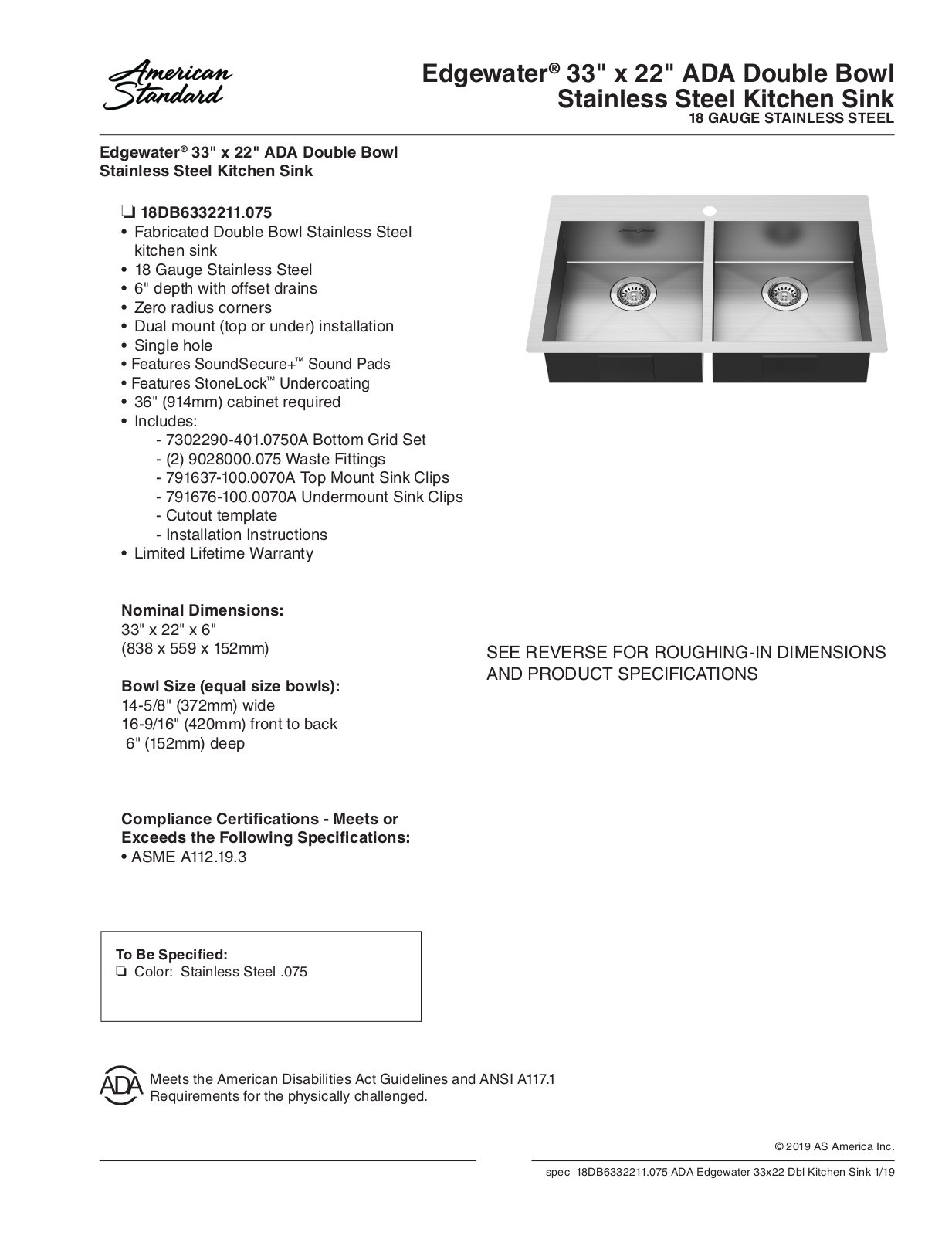 American Standard 18DB6332211.075 User Manual