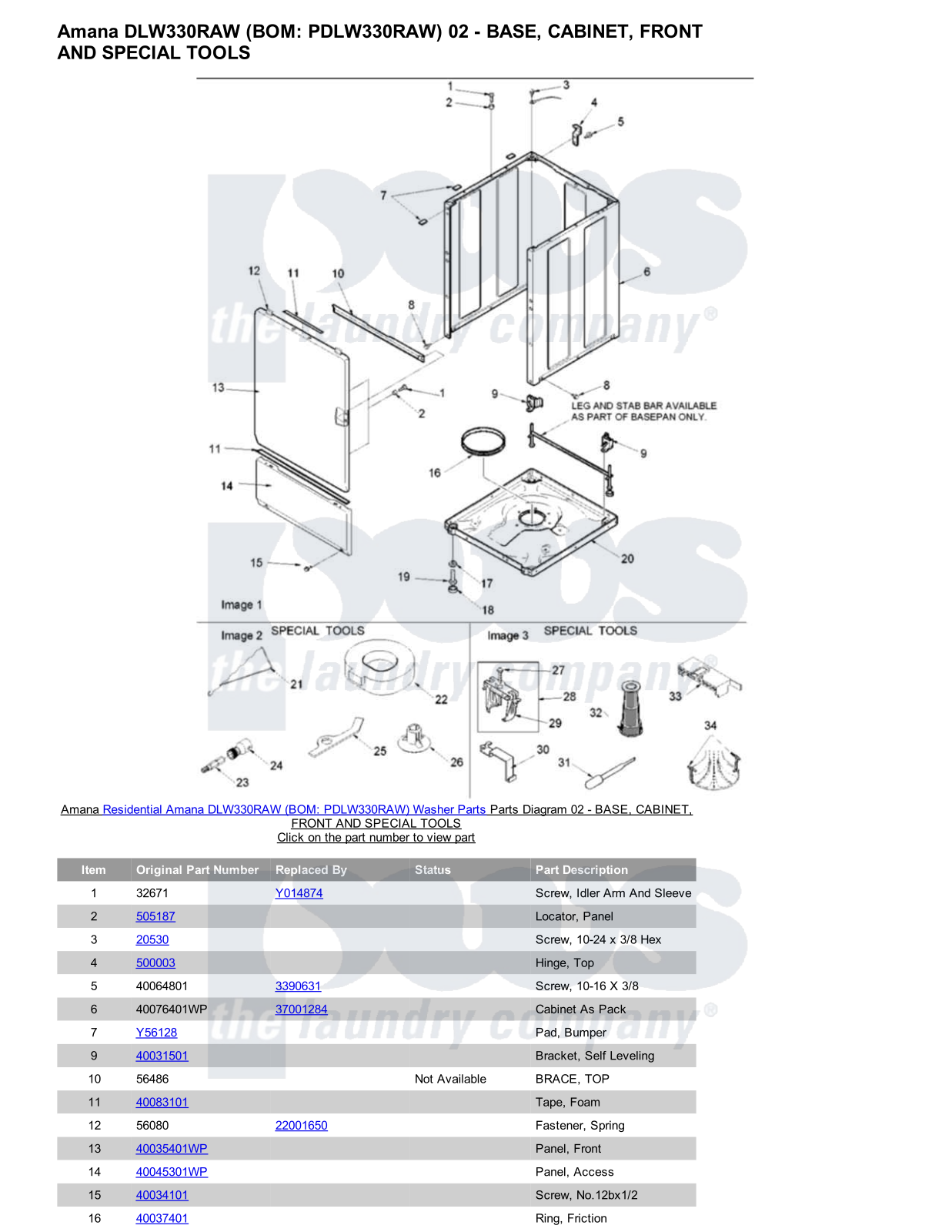 Amana DLW330RAW Parts Diagram