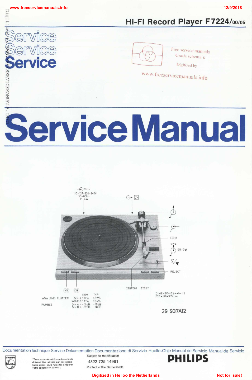 Philips F7224 Service manual