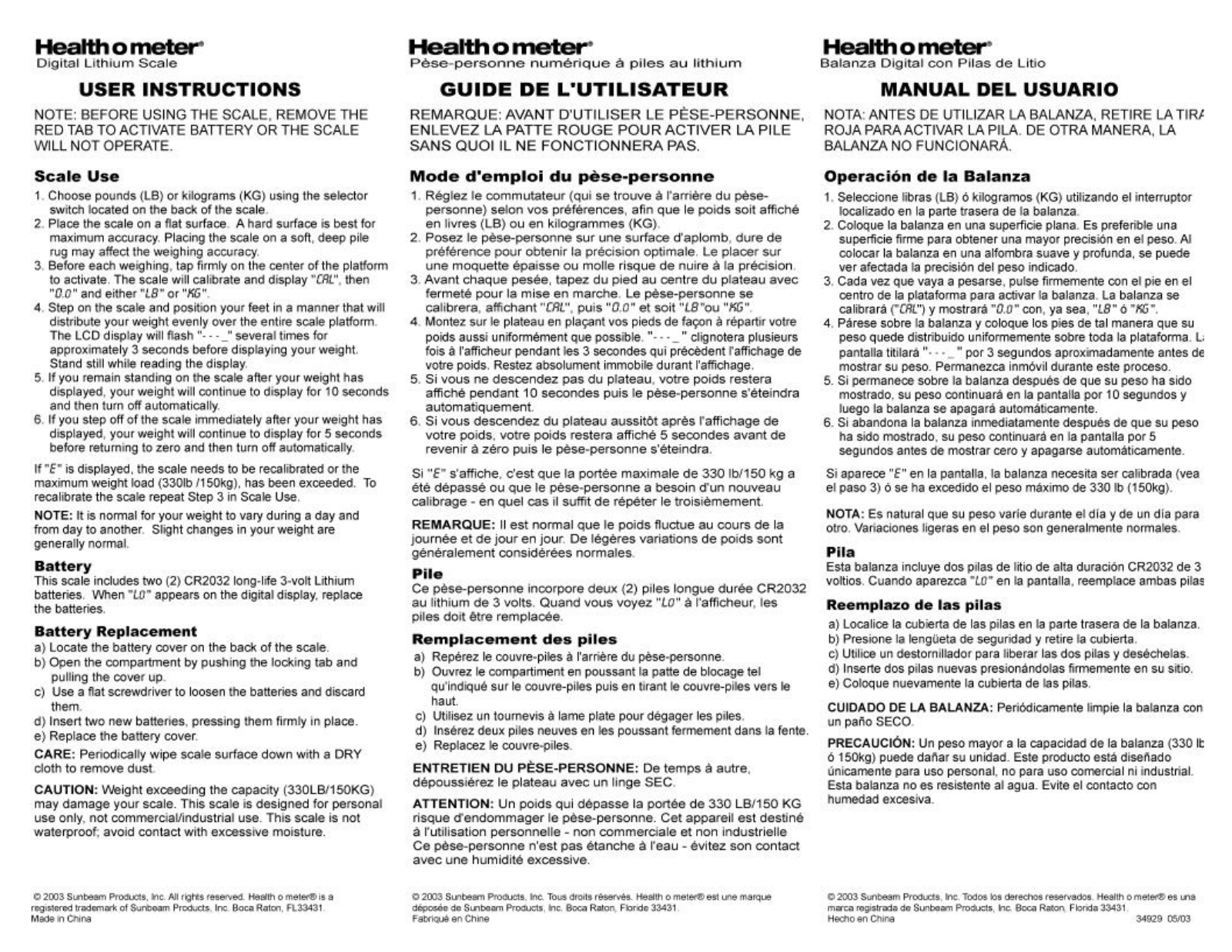 Health o meter HDL810-63 Owner's Manual