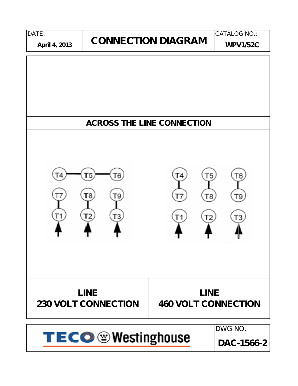 Teco WPV1/52C Connection Diagram