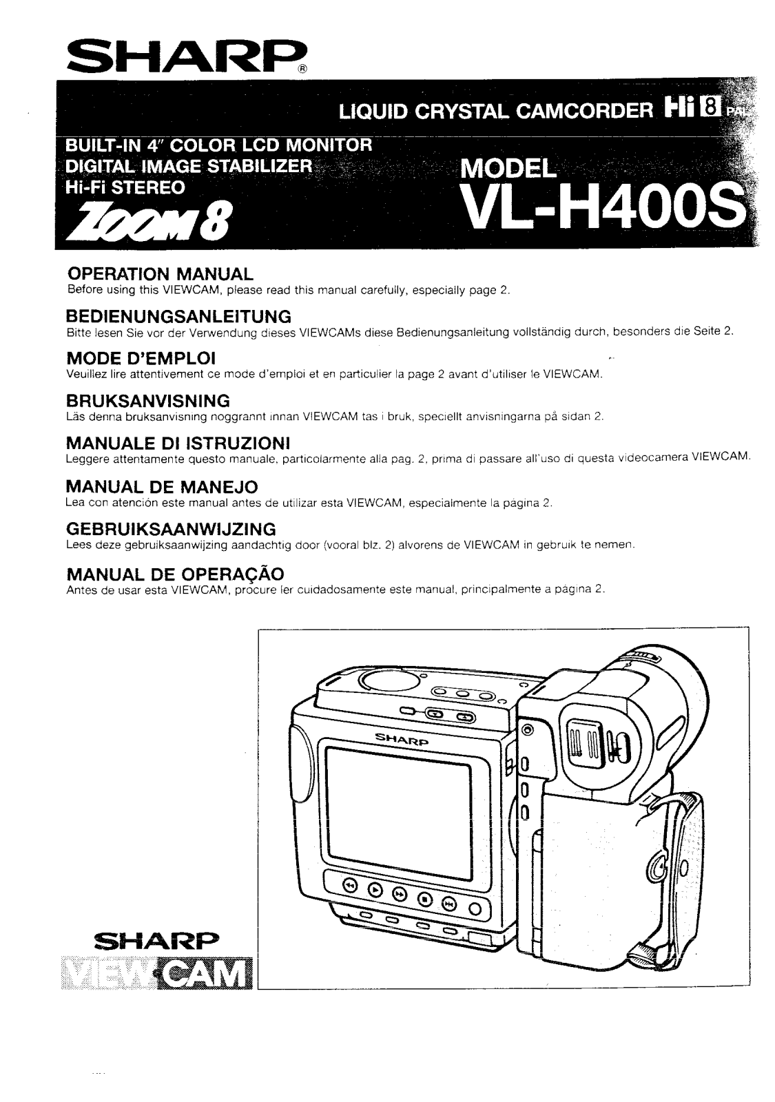 Sharp VL-H400S, HI8 Manual