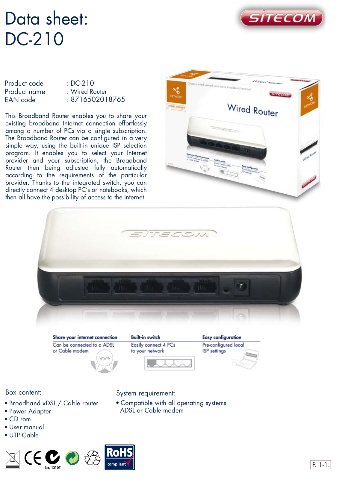 Sitecom DC-210 DATASHEET - ManualMachine.com