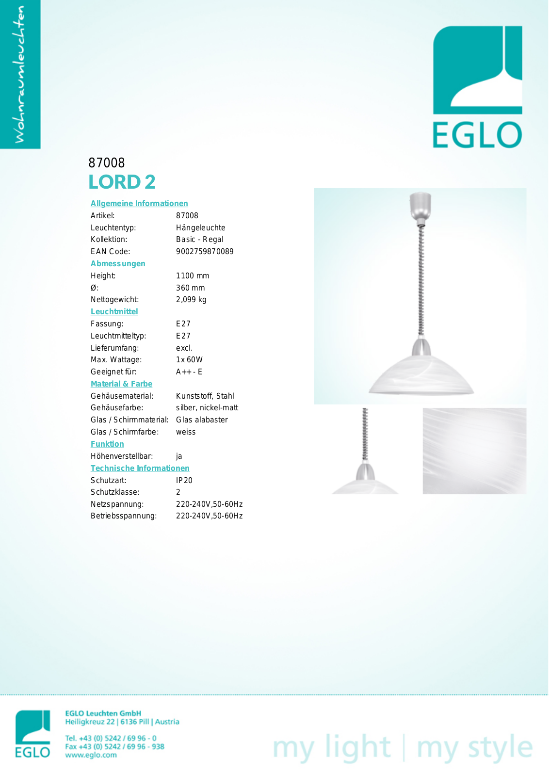 Eglo 87008 Service Manual