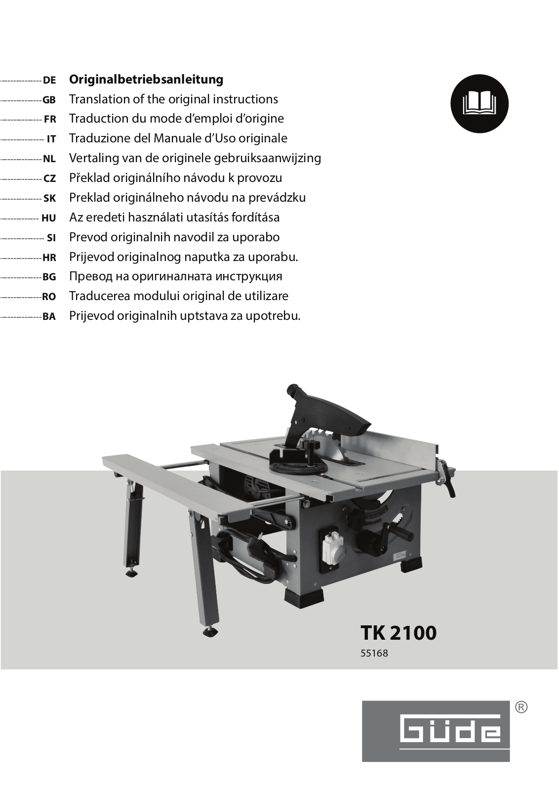 Gude TK 2100 Translation Of The Original Instructions