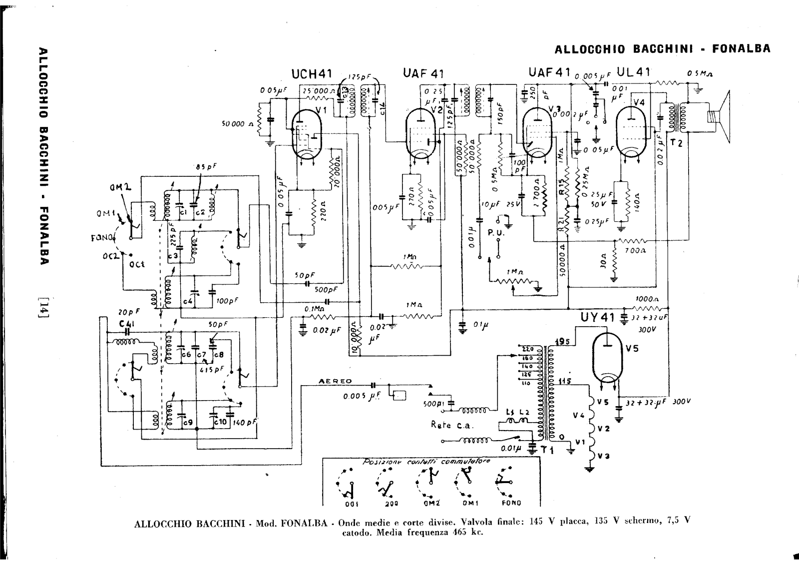 Allocchio Bacchini fonalba schematic